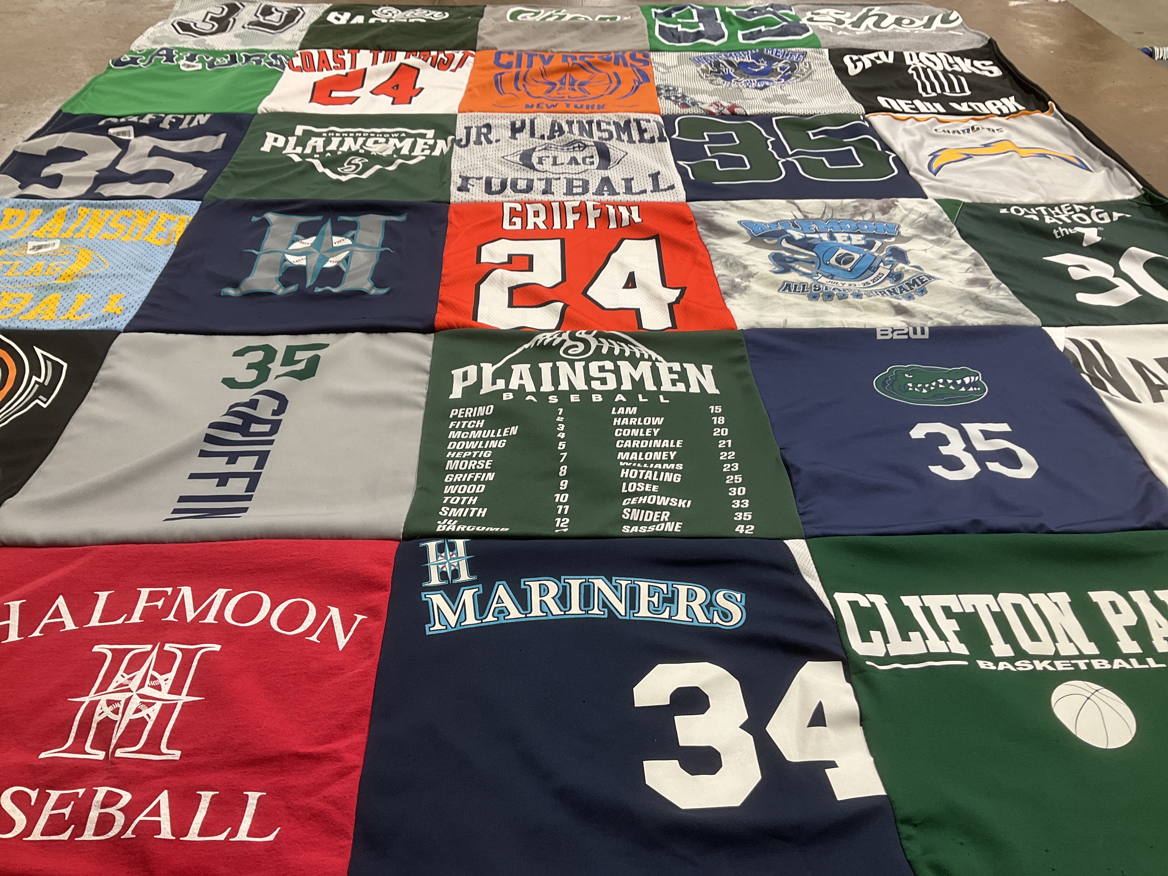 T-shirt quilt featuring griffin sports, clifton park basketball by Kristine from NY