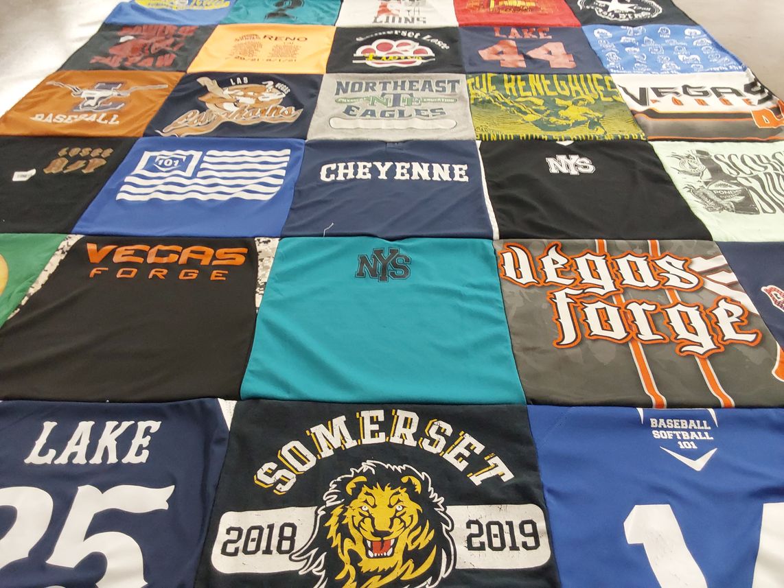 T-shirt quilt from northeast college, somerset university by Laura from NV