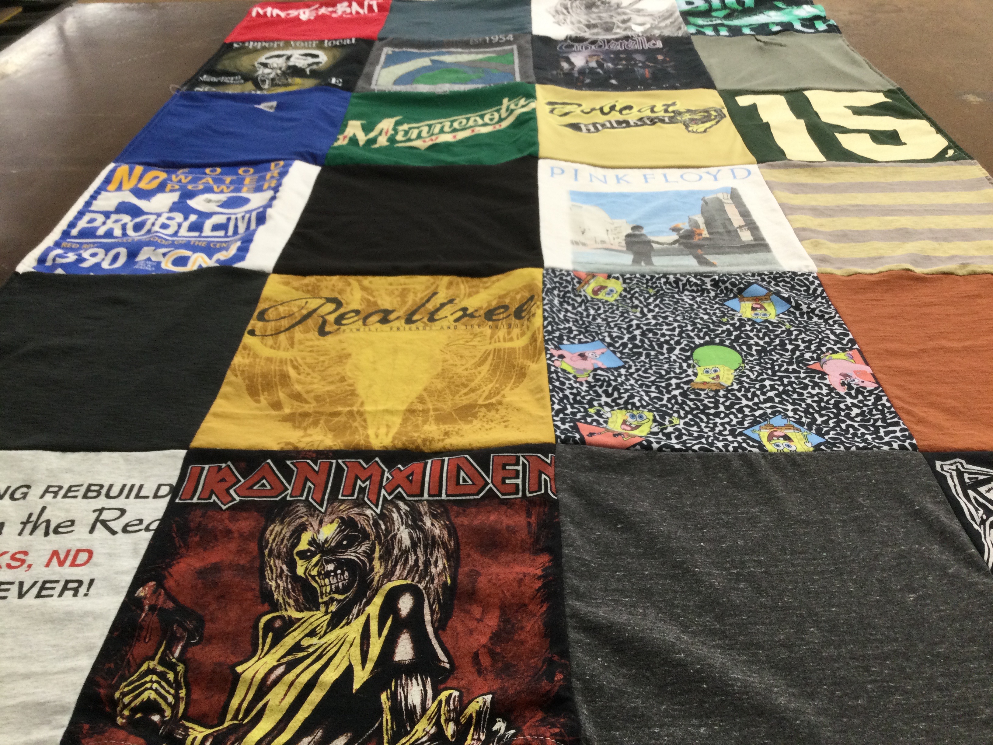 T-shirt quilt with music, cartoons themes by Jen from ND