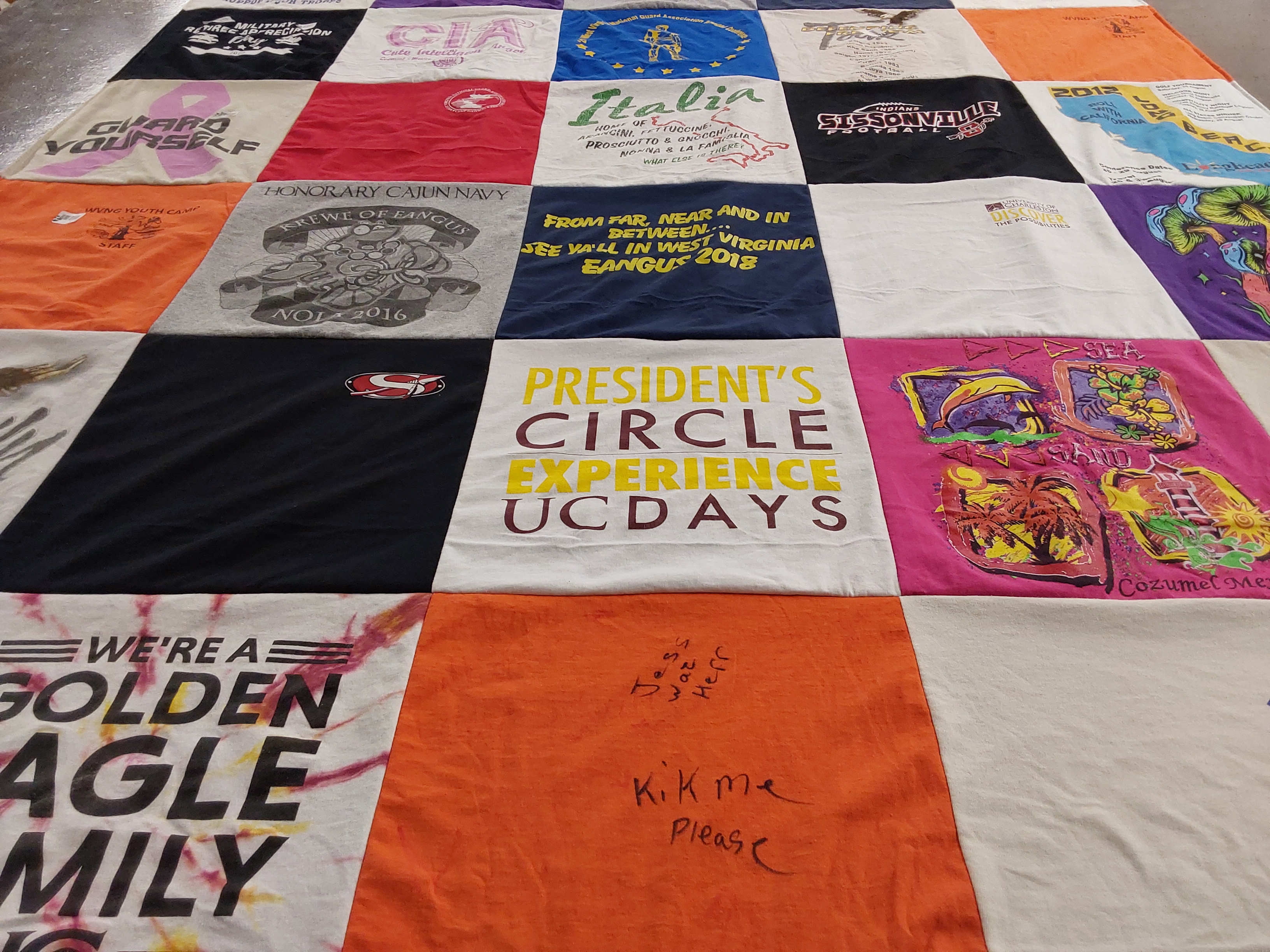 T-shirt quilt with event, travel themes by Jenny from WV