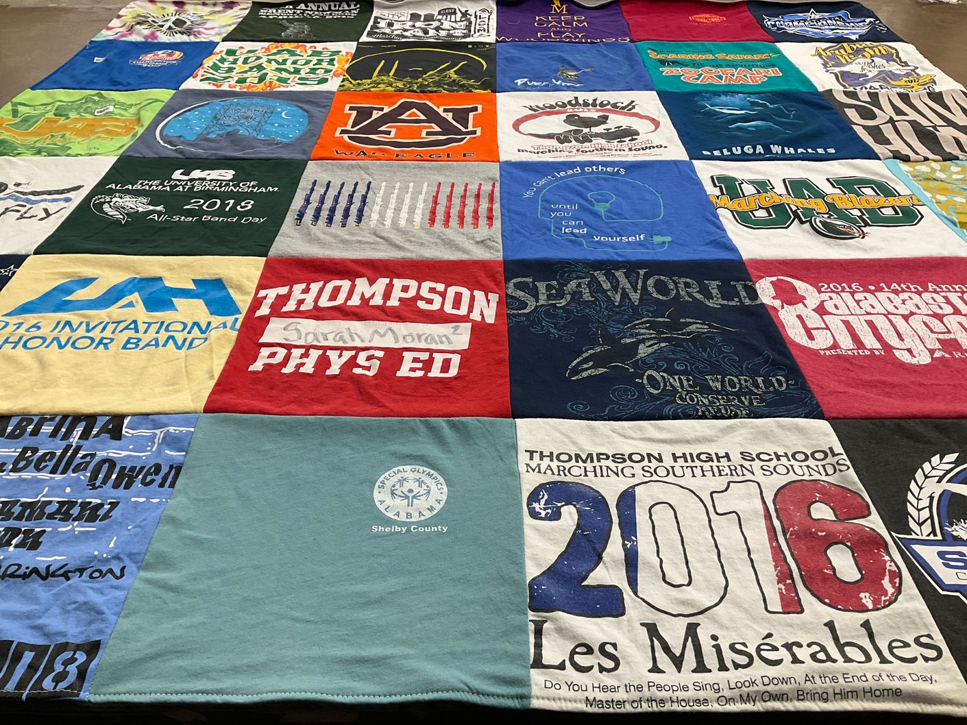 T-shirt quilt from university of alabama at birmingham, auburn university by Megan from AL
