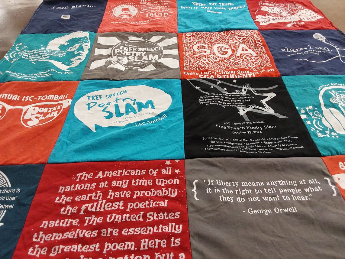 T-shirt quilt from lone star college tomball by Cory from TX