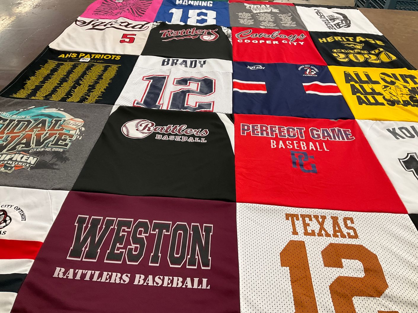 T-shirt quilt featuring rattlers baseball by Mary Ann from FL