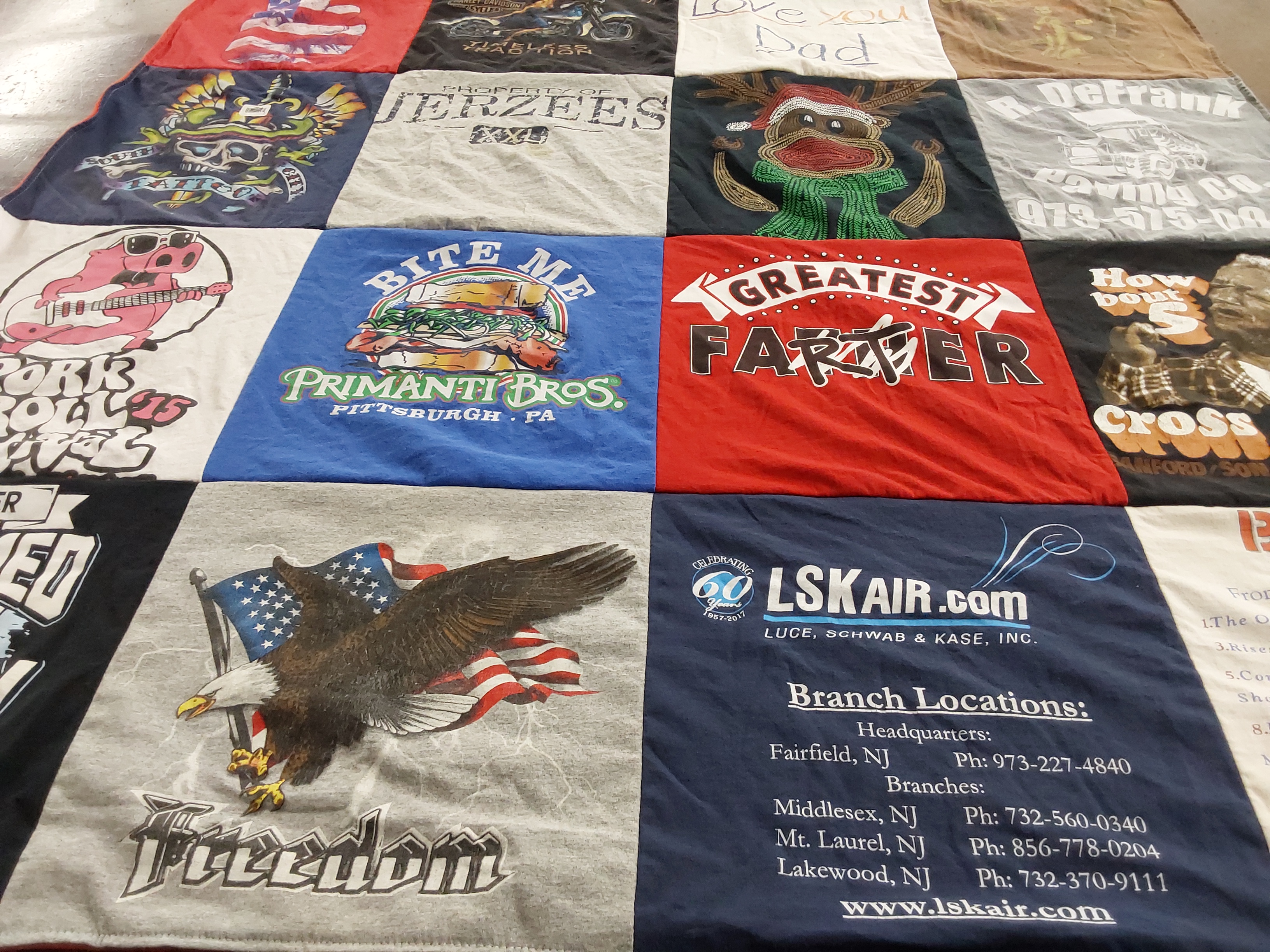 T-shirt quilt with cooking, family themes by Shirley from NJ