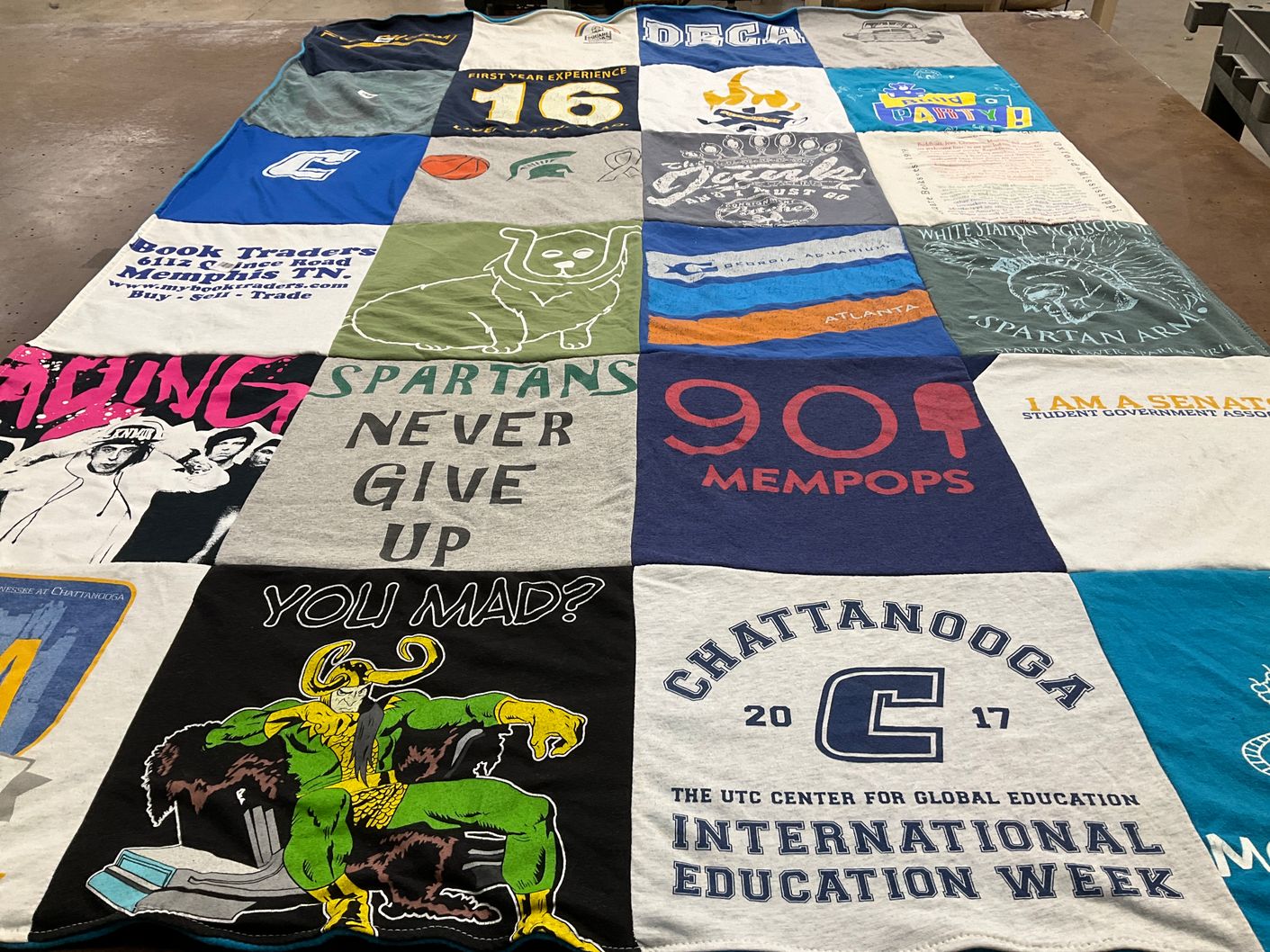 T-shirt quilt featuring spartans by Sara from TN