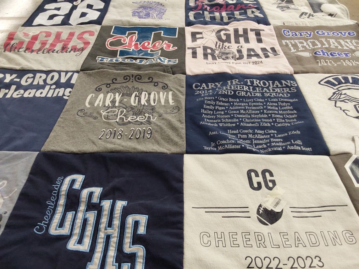 T-shirt quilt featuring cary-grove trojans cheer by Rachael from IL