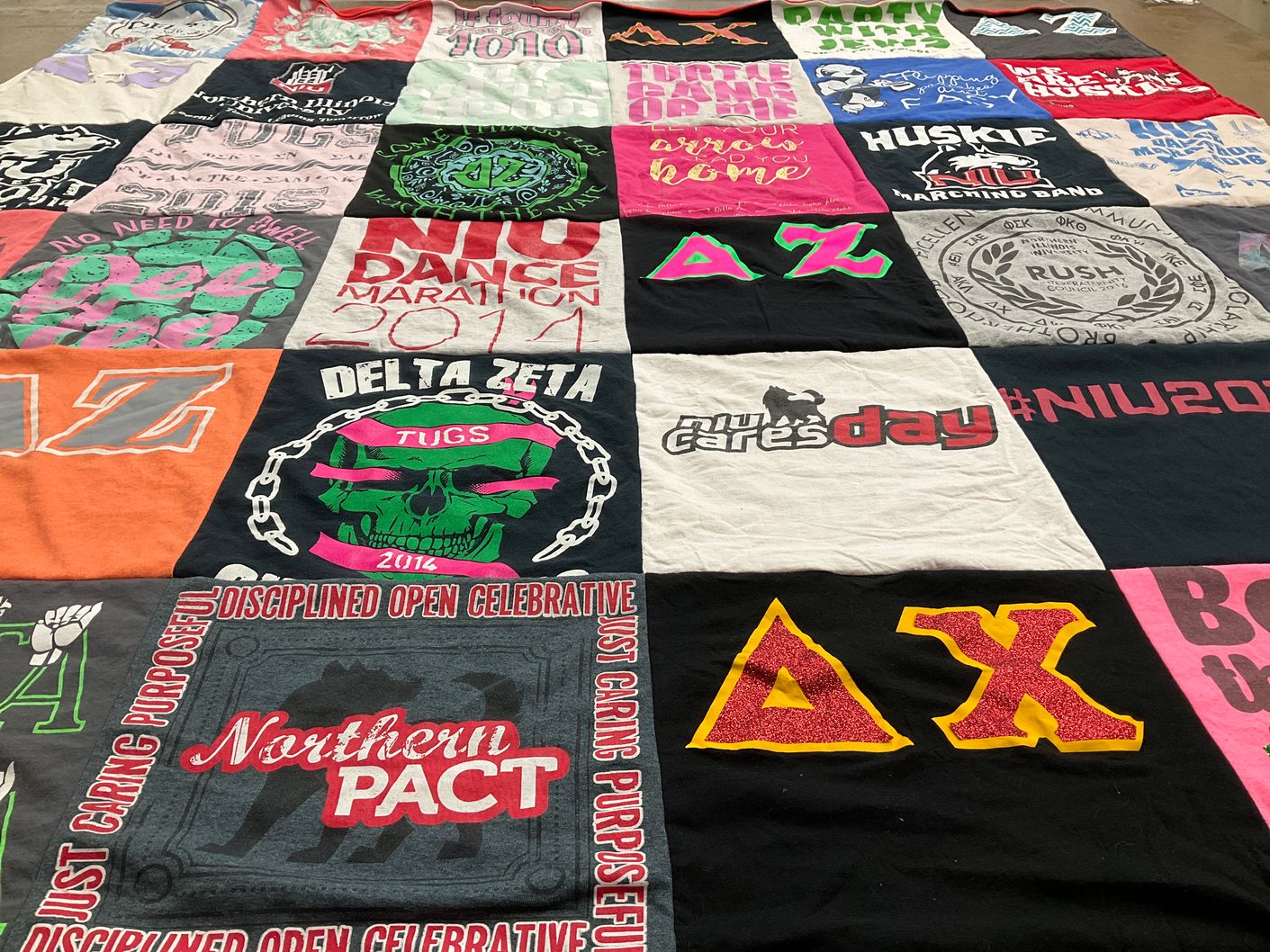 T-shirt quilt featuring huskie marching band by Nikki from IL