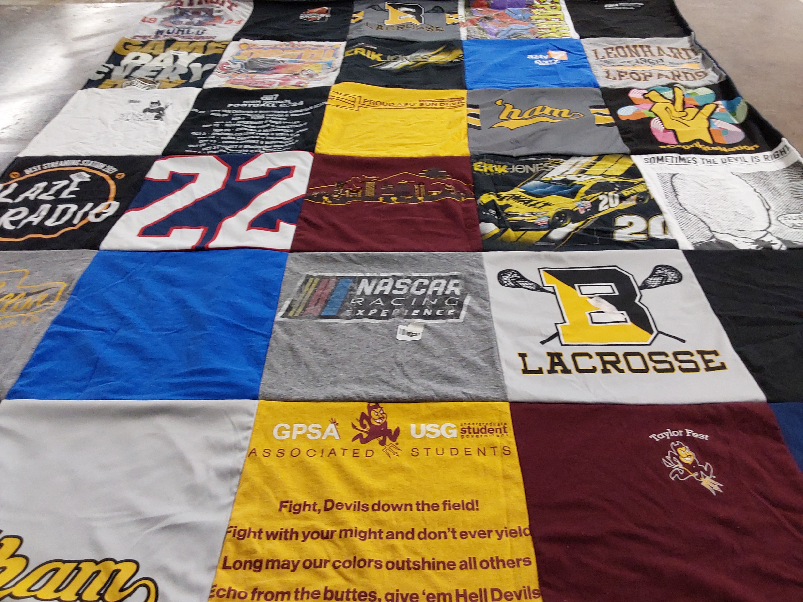 T-shirt quilt featuring sun devils lacrosse team by Andrew from IL
