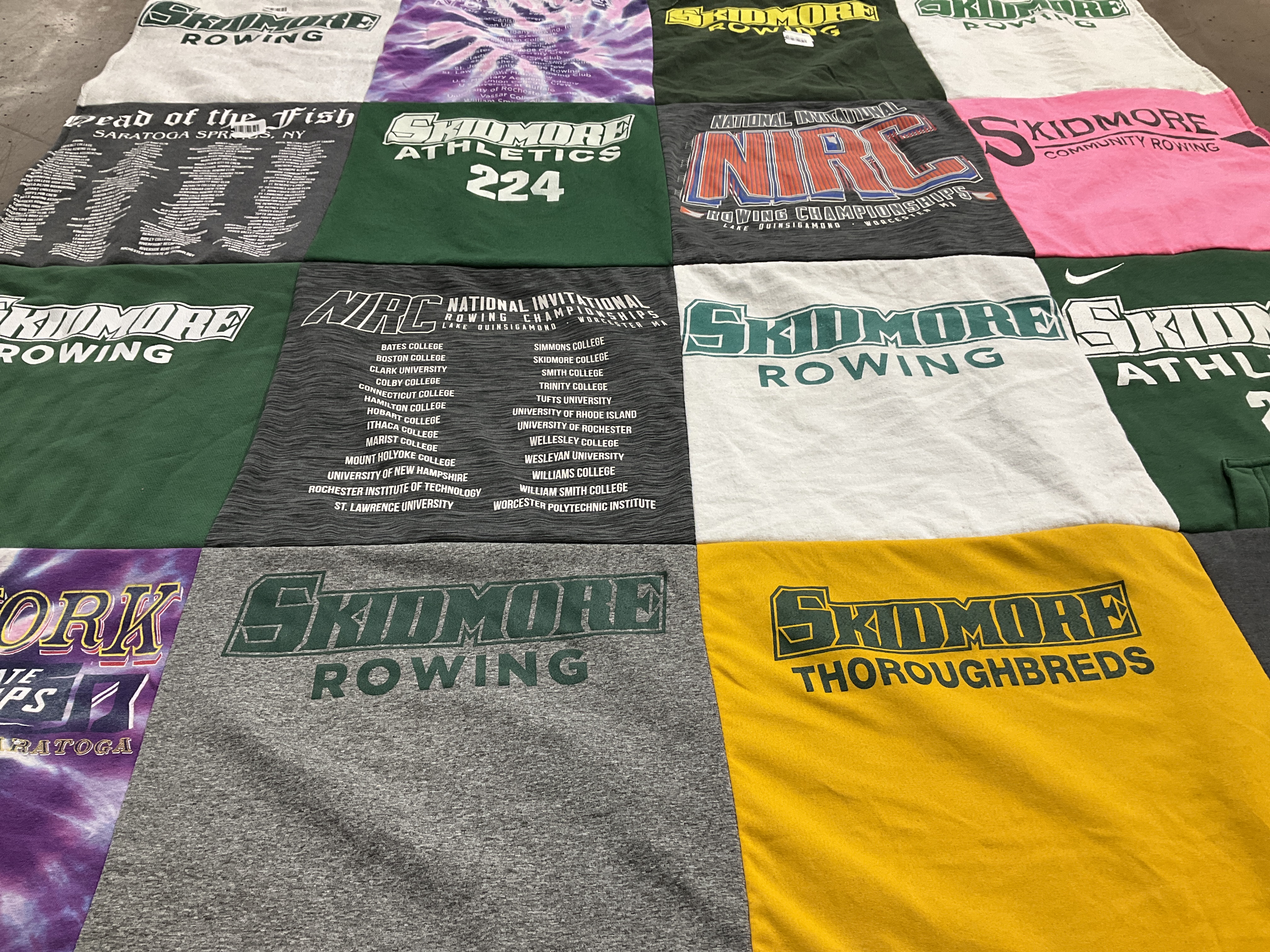 T-shirt quilt featuring skidmore thoroughbreds by Hagar from VA