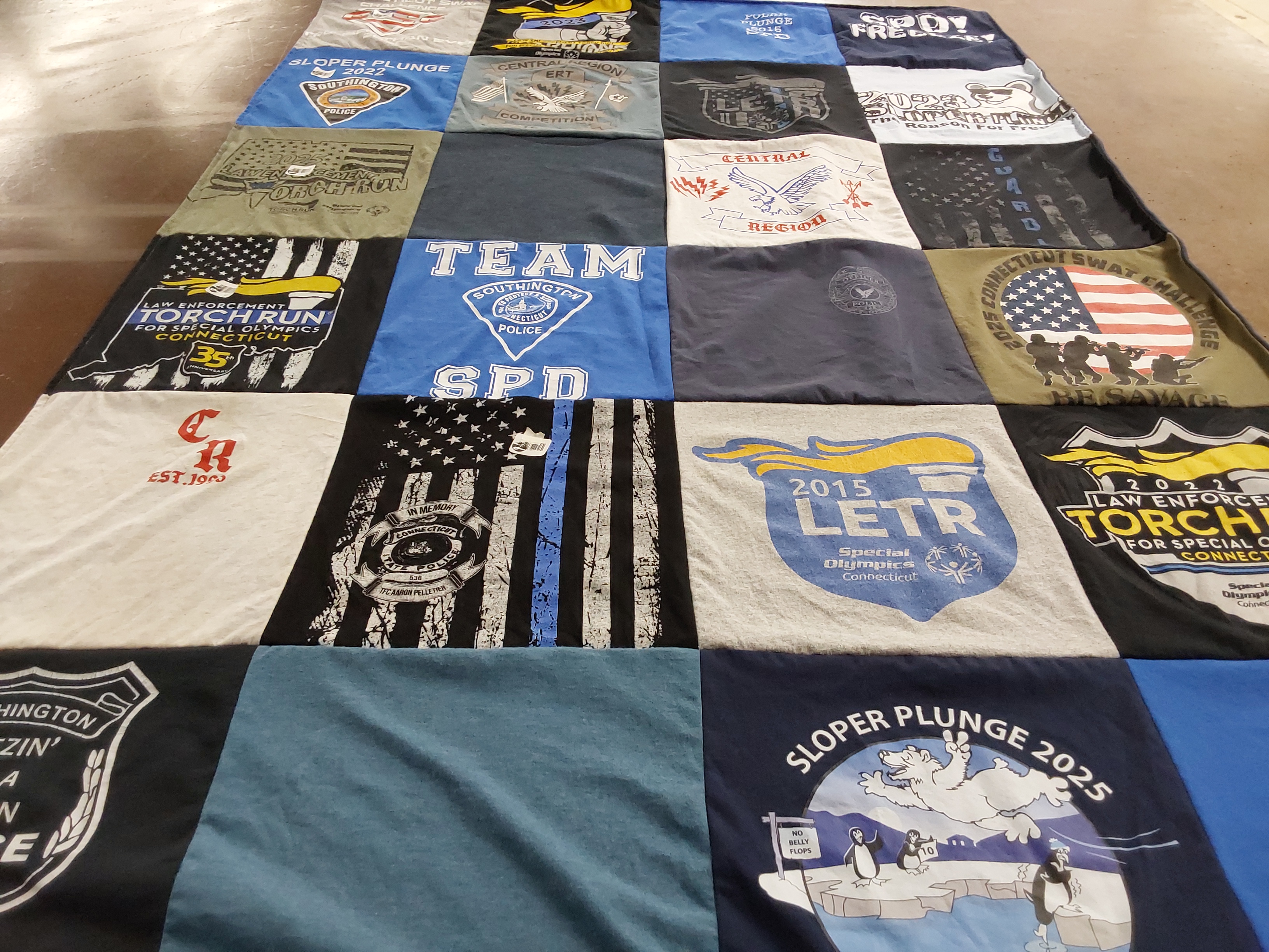 T-shirt quilt from southington police department by Lindsey from CT