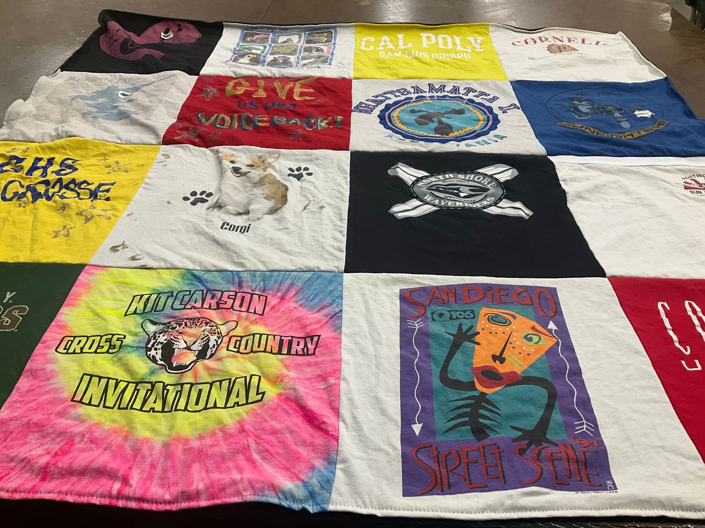 T-shirt quilt from california polytechnic state university, cornell university by Ann from CA