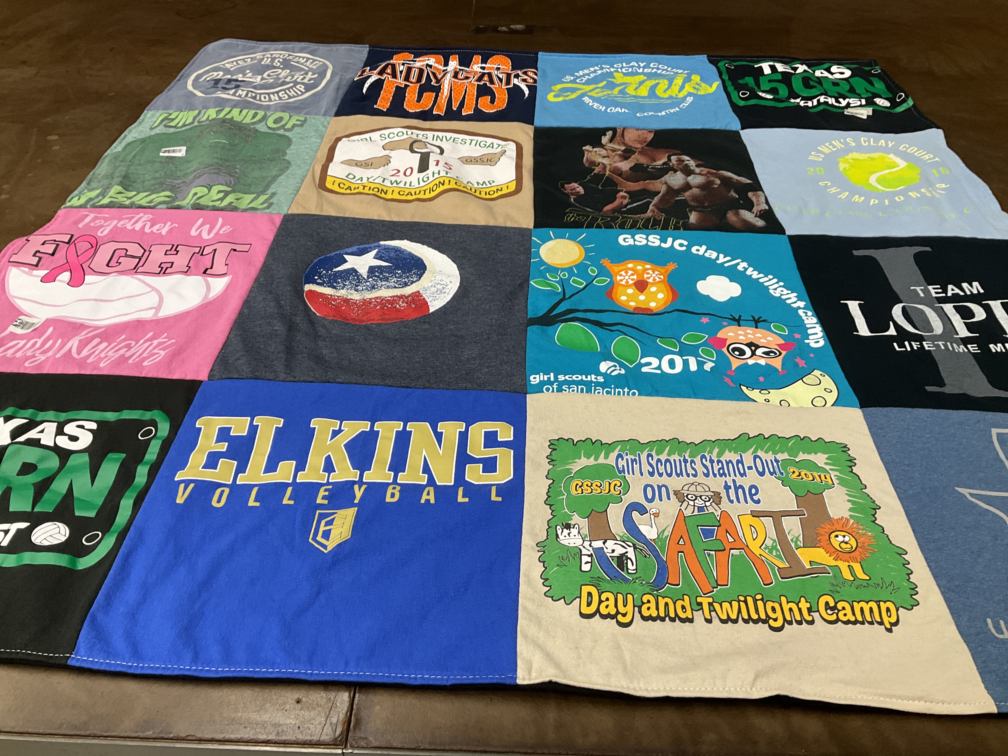 T-shirt quilt featuring lady knights by Ursalla from TX