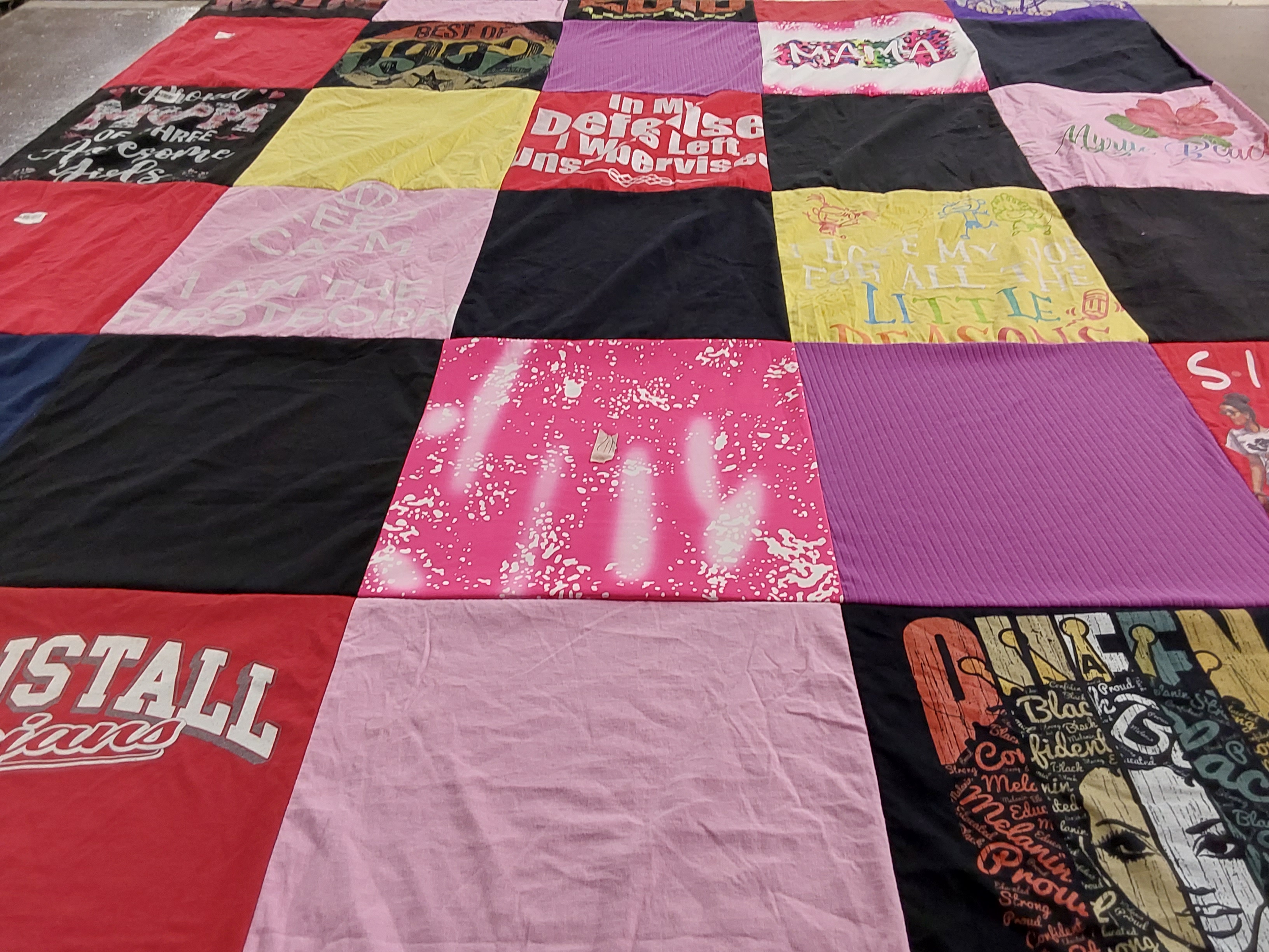 T-shirt quilt with family, personal growth themes by Camesha from VA