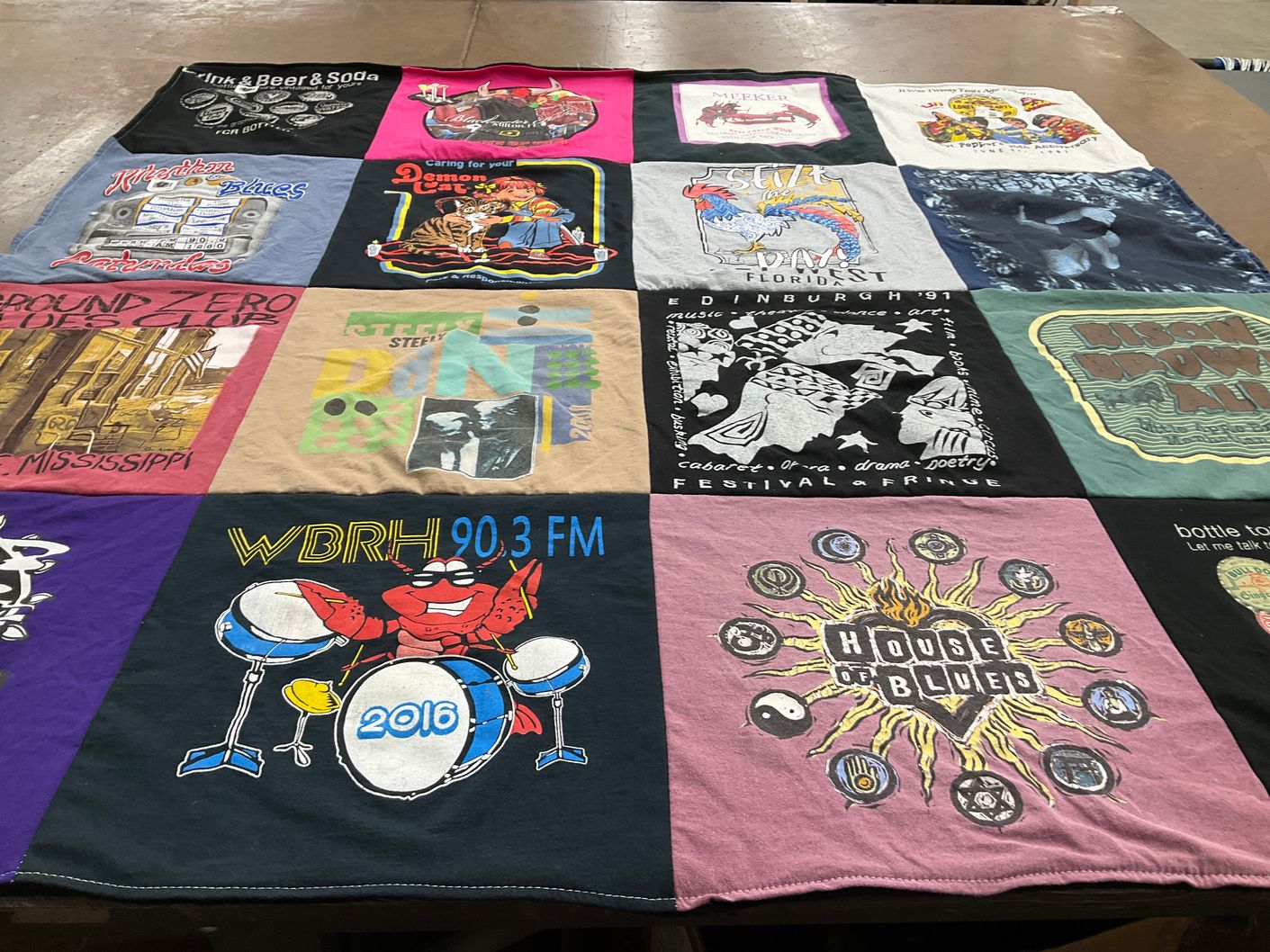 T-shirt quilt with music, theater themes by Stephanie from FL