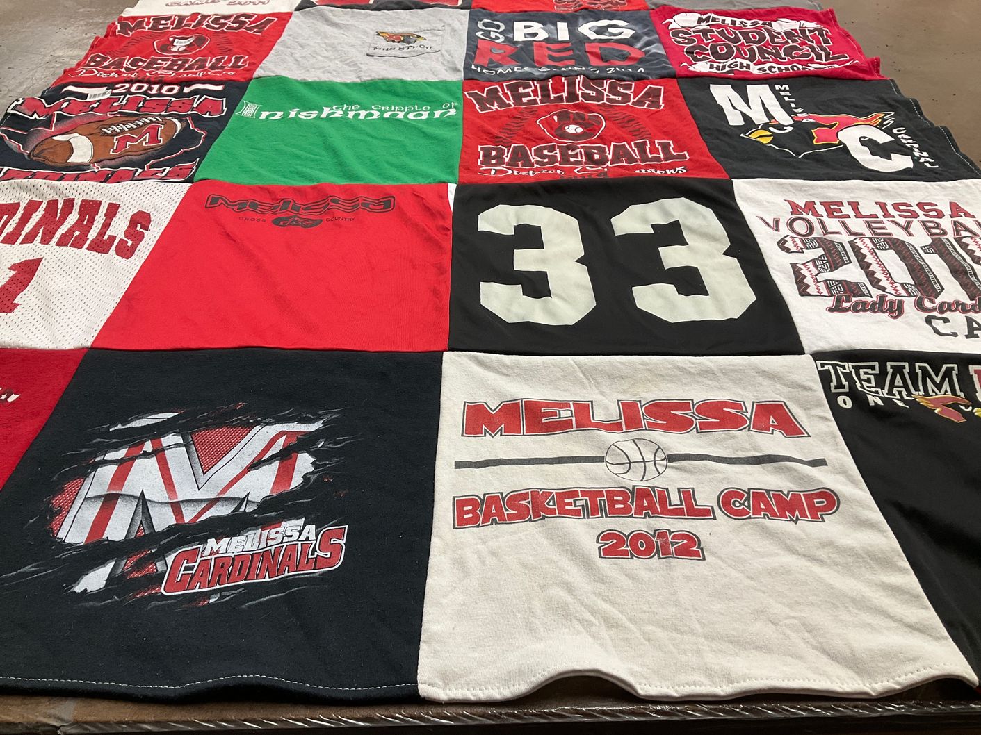 T-shirt quilt featuring melissa cardinals by Michelle from TX