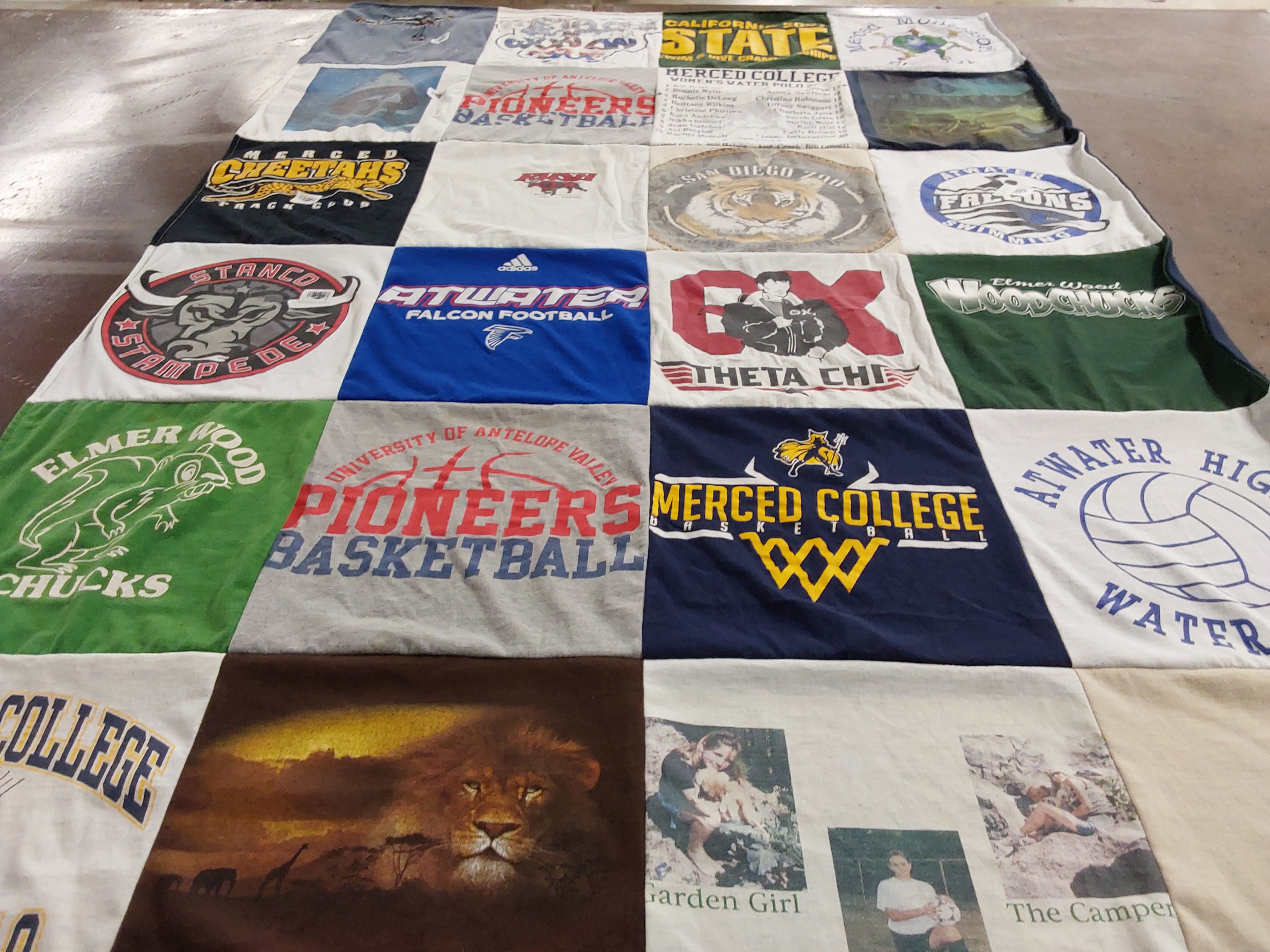 T-shirt quilt featuring merced college basketball, elmer wood chucks by Tiffany from CA