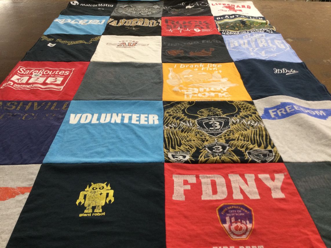 T-shirt quilt from vanderbilt university, auburn university by April from AL