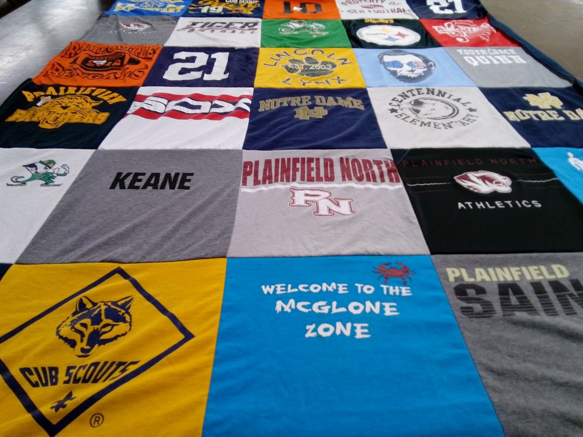 T-shirt quilt featuring plainfield north high school athletics by Erin from IL