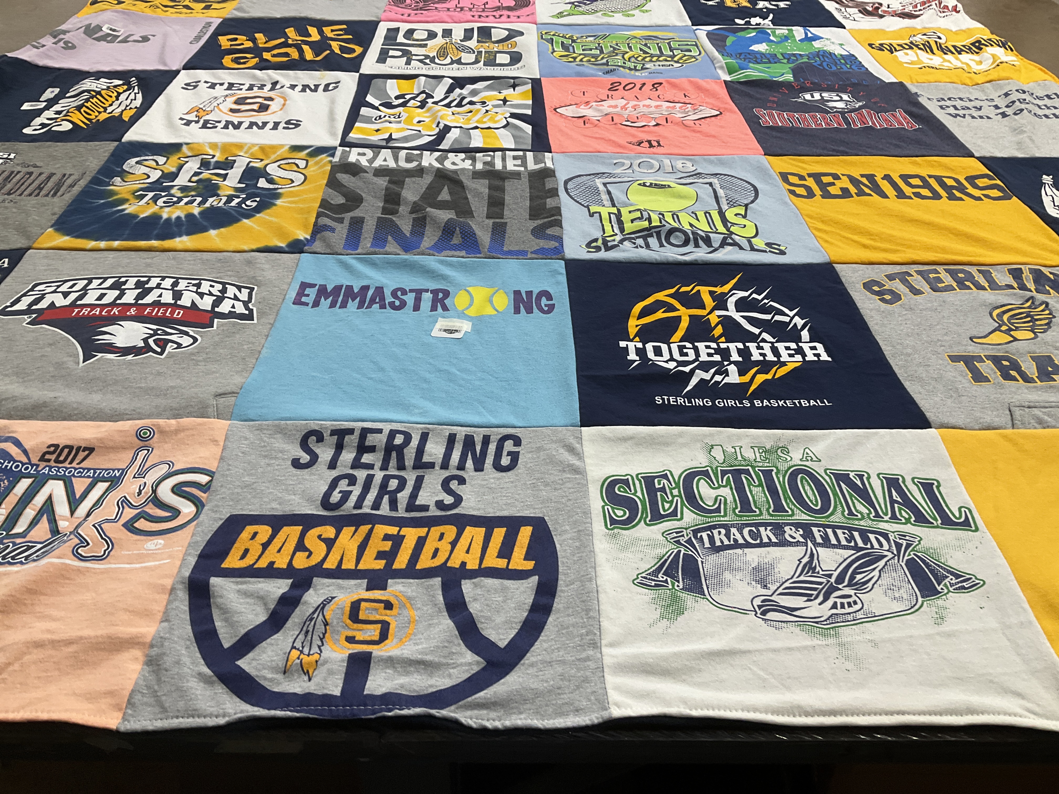 T-shirt quilt featuring sterling girls basketball, southern indiana track and field by Dawn from IL