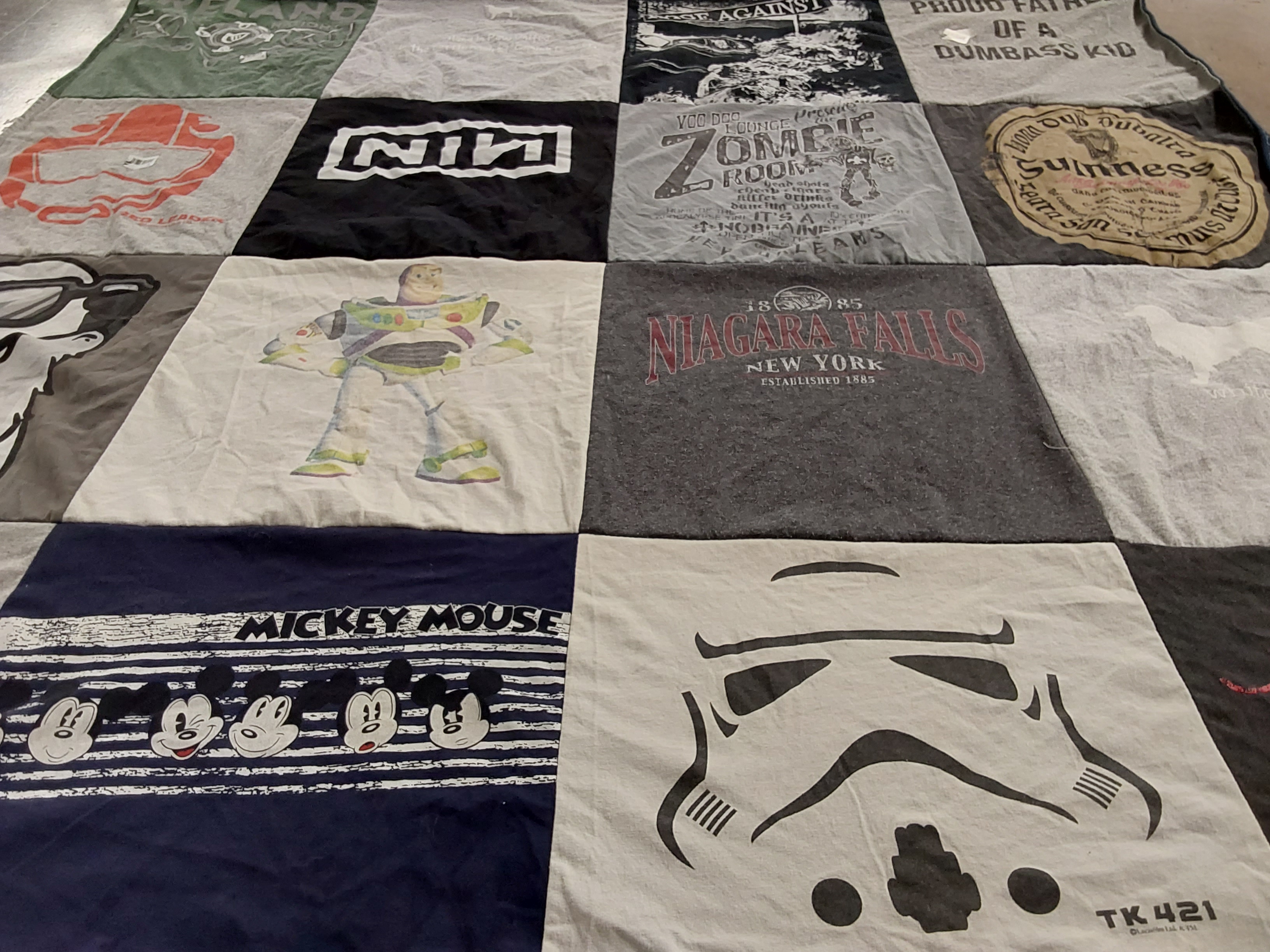 T-shirt quilt with animation, movies themes by Lisa from CA