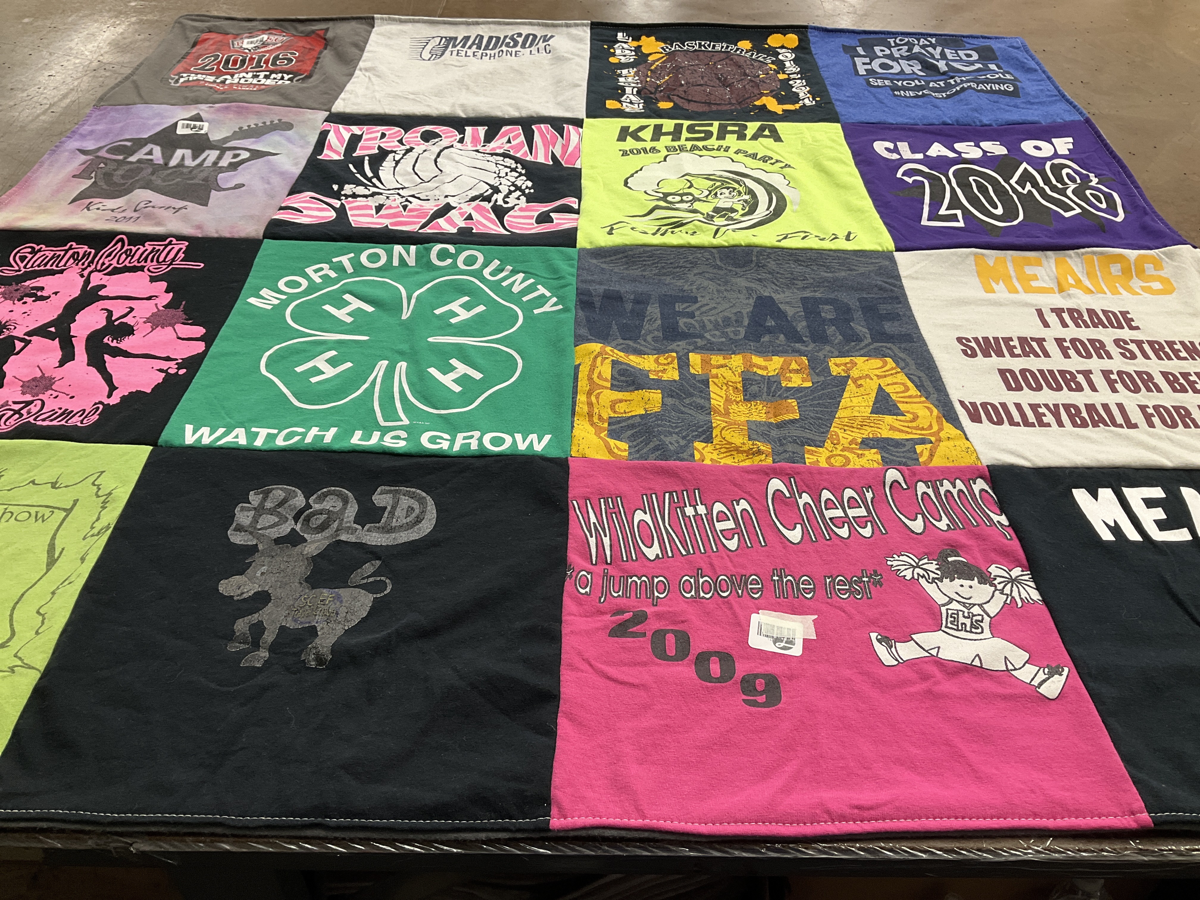 T-shirt quilt from elhs cheer camp, morton county by KCIE from CO