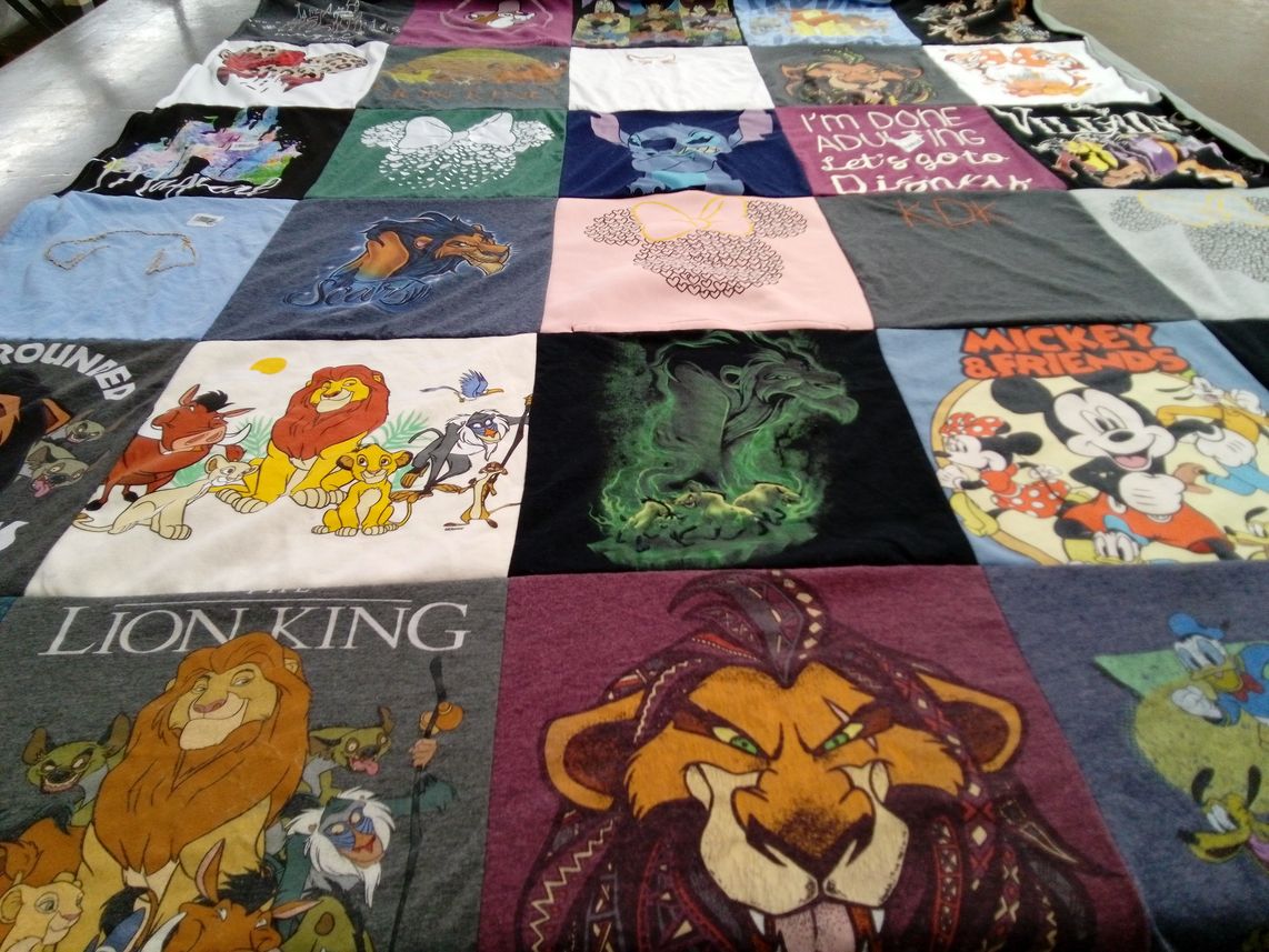T-shirt quilt with disney, animation themes by Lee from NC