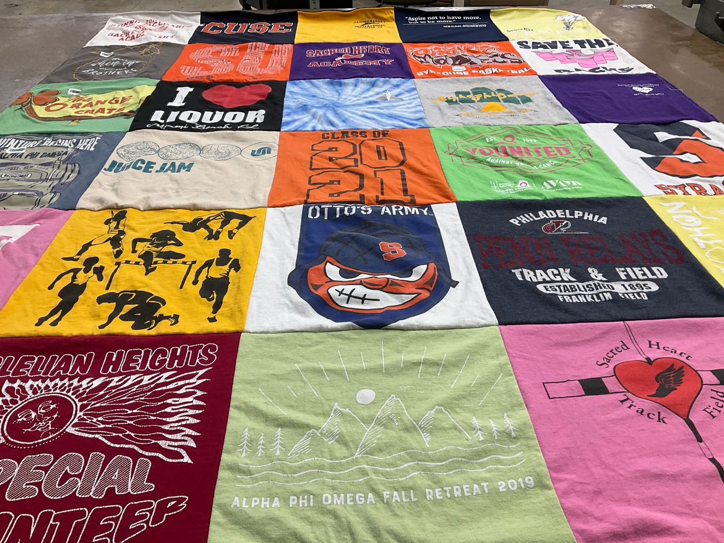 T-shirt quilt featuring syracuse university track and field by Patsy from CT