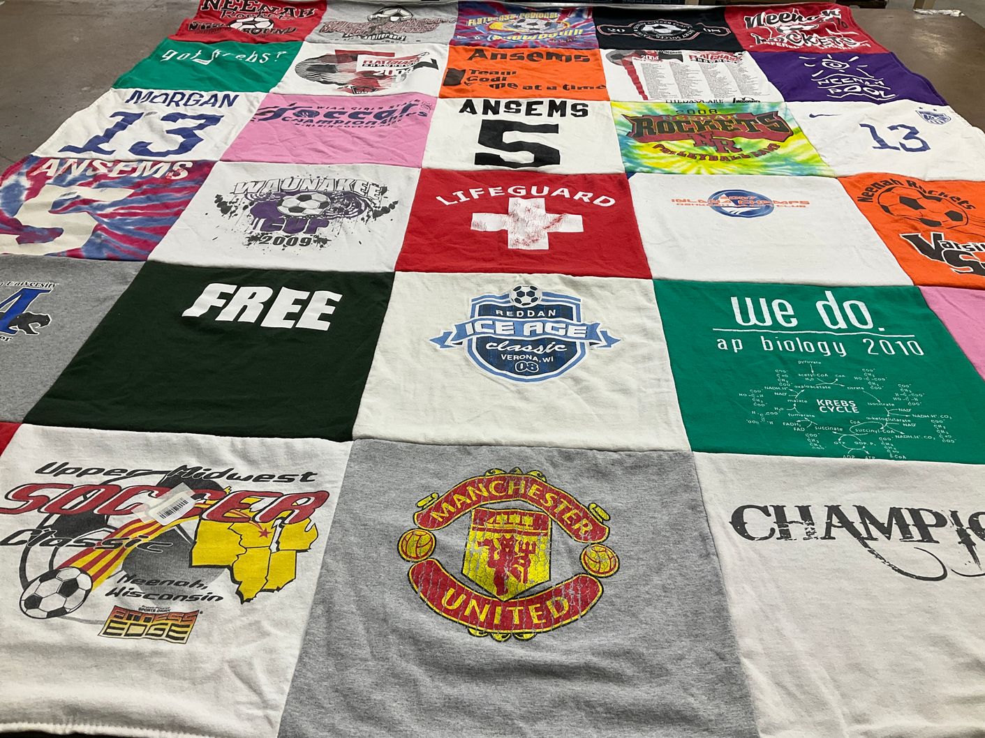 T-shirt quilt featuring manchester united by Jared from WI