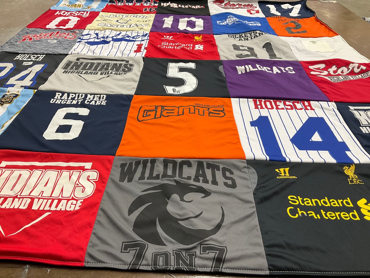 T-shirt quilt featuring wildcats, giants by Sharon from TX