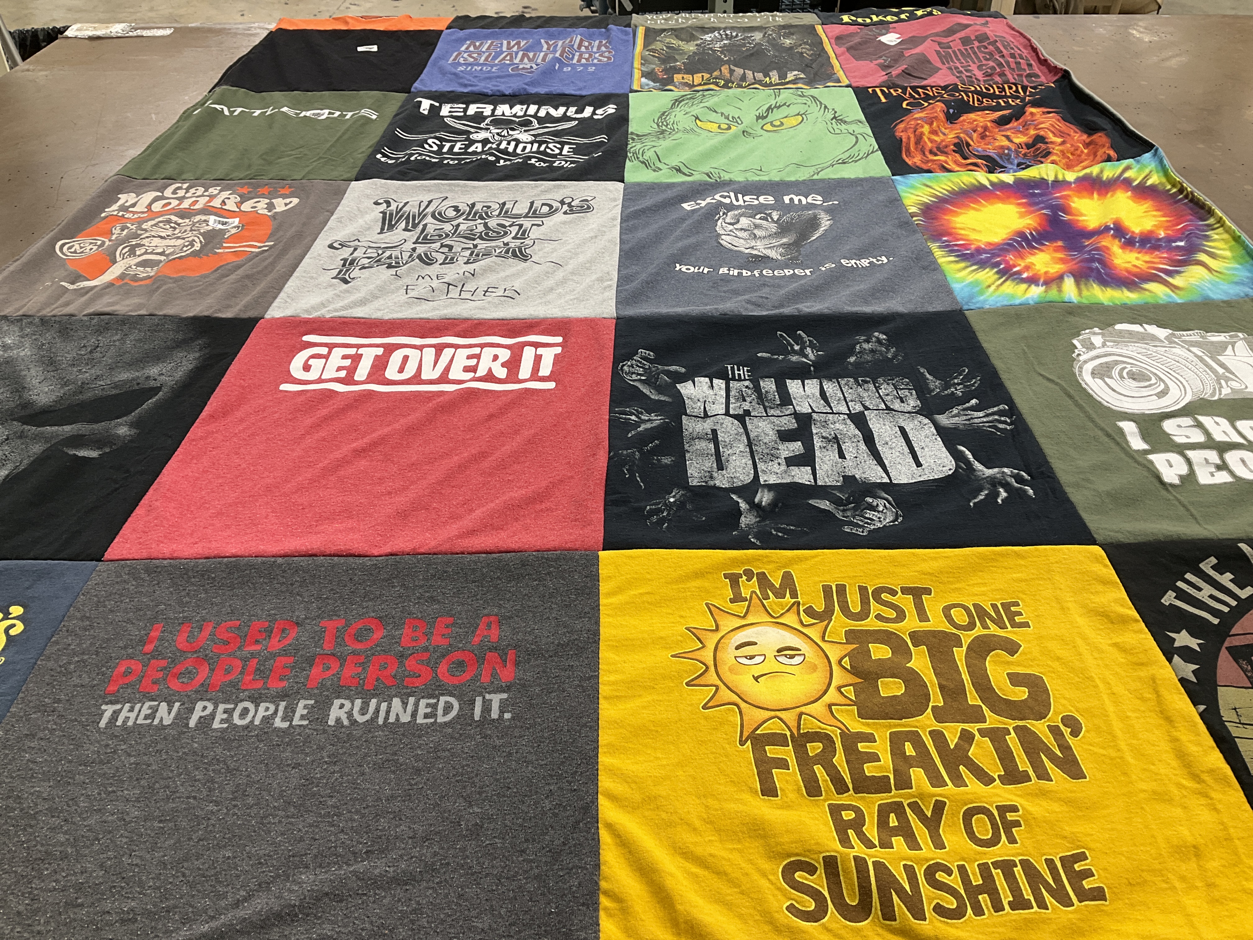 T-shirt quilt with tv shows, comedy themes by Kenneth from NY