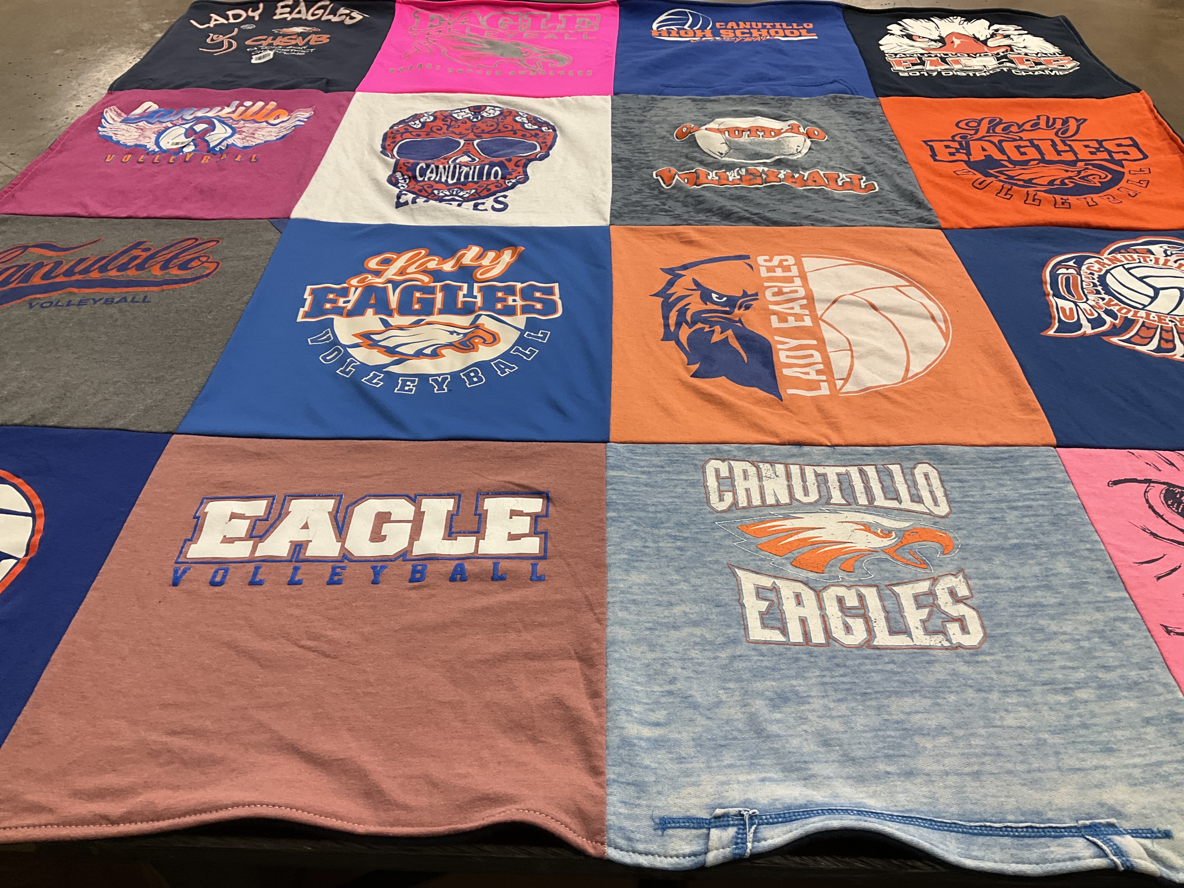 T-shirt quilt featuring canutillo eagles, lady eagles by Andrea from TX
