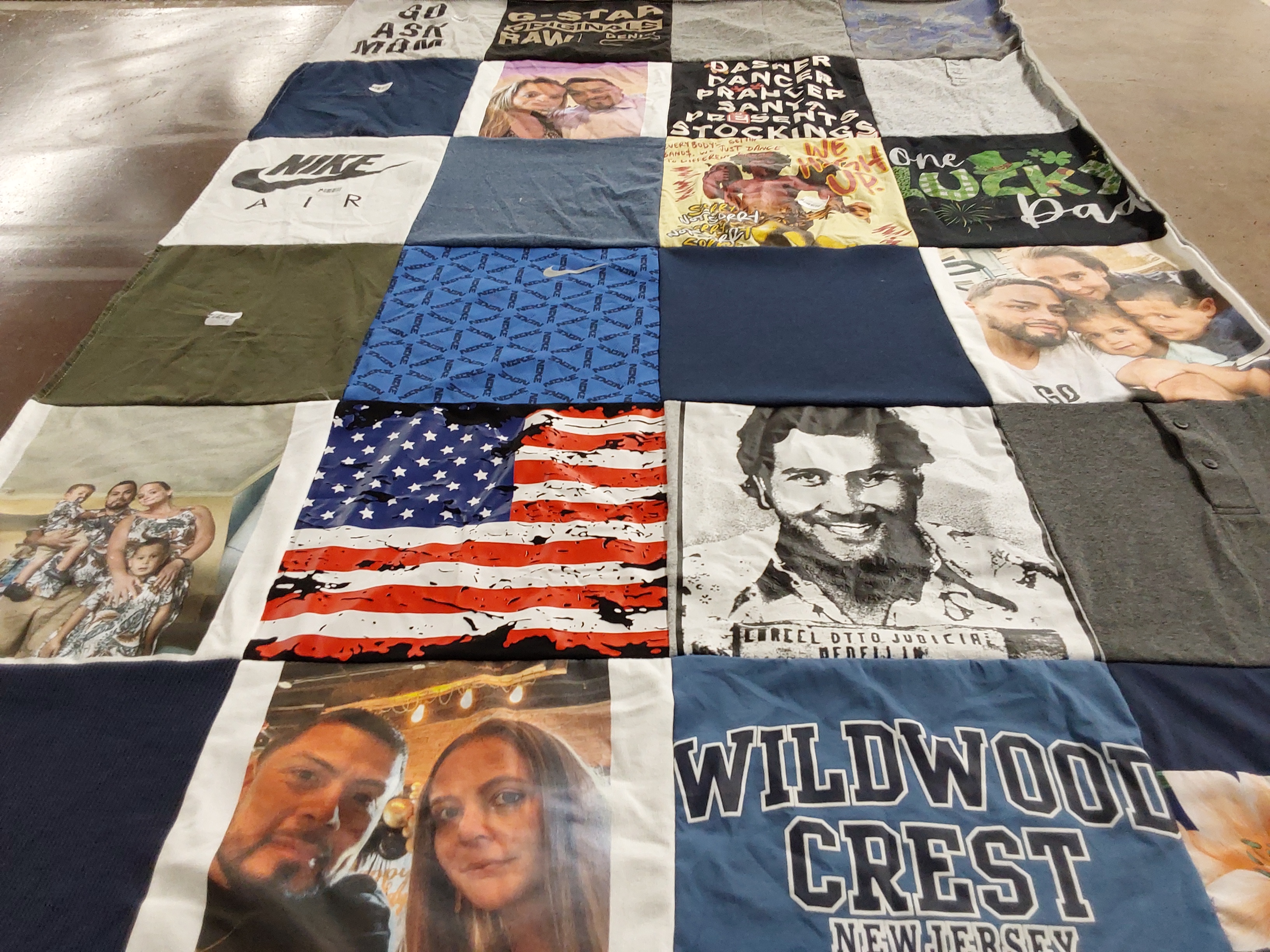 T-shirt quilt with family, patriotism themes by Lauren from NY
