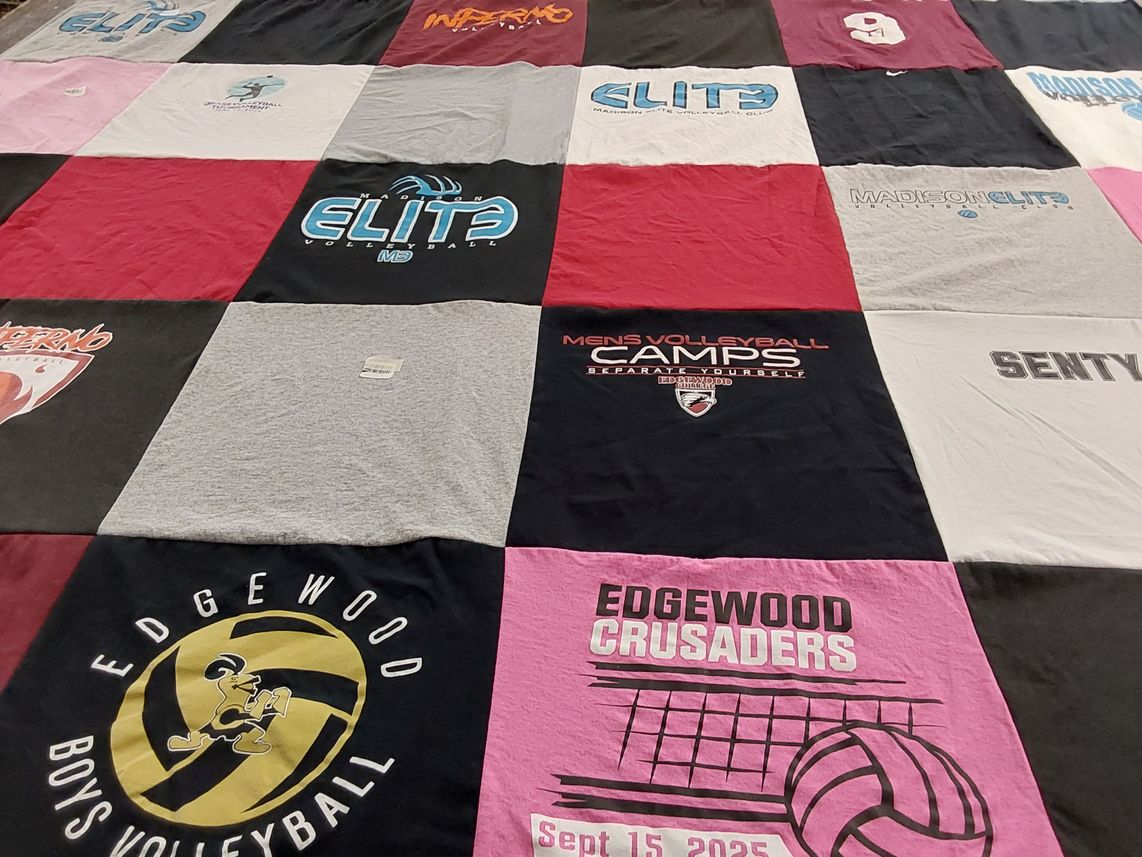 T-shirt quilt featuring edgewood boys volleyball by Christine from WI