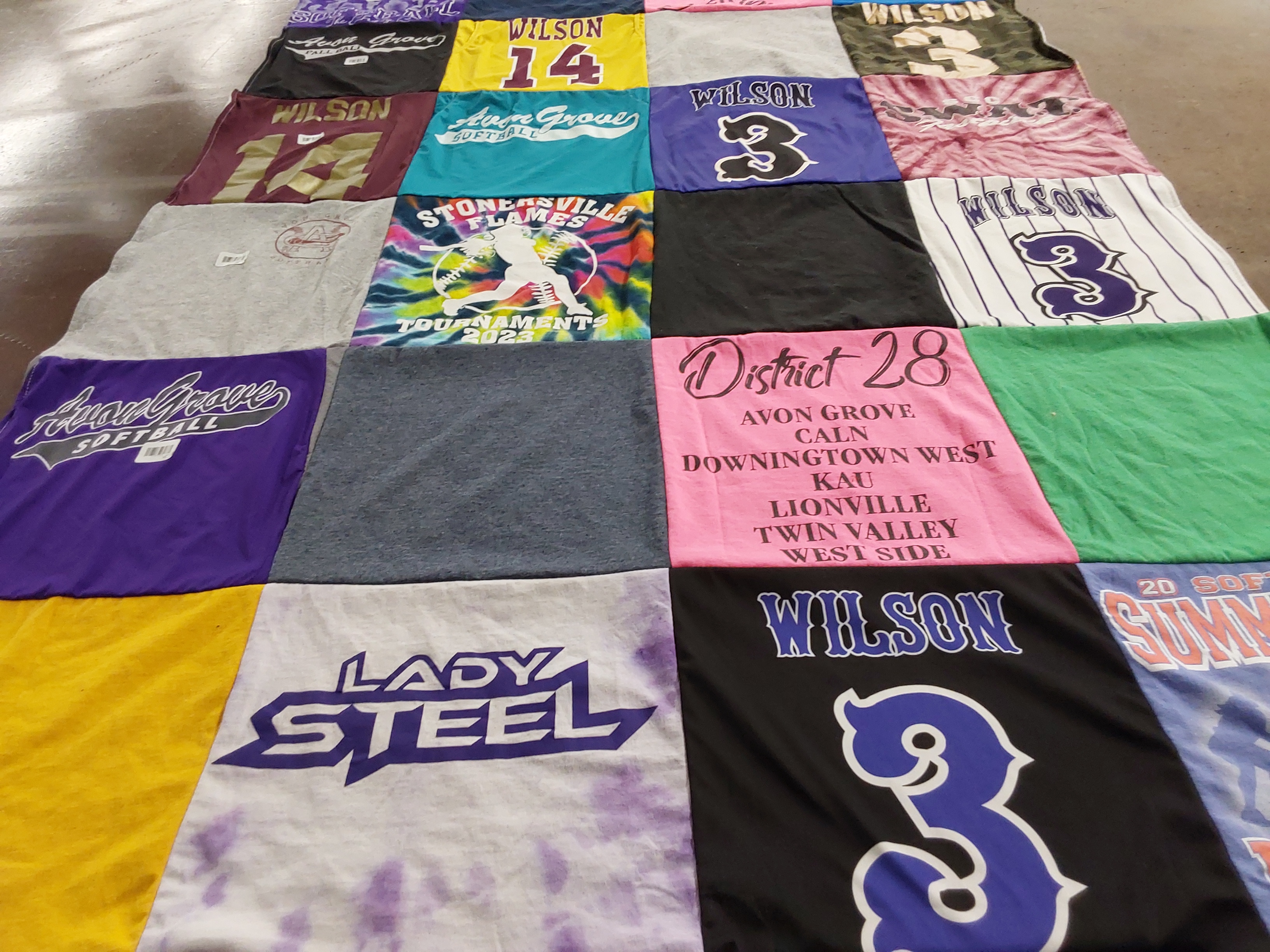 T-shirt quilt featuring avon grove softball, lady steel by Melanie from PA