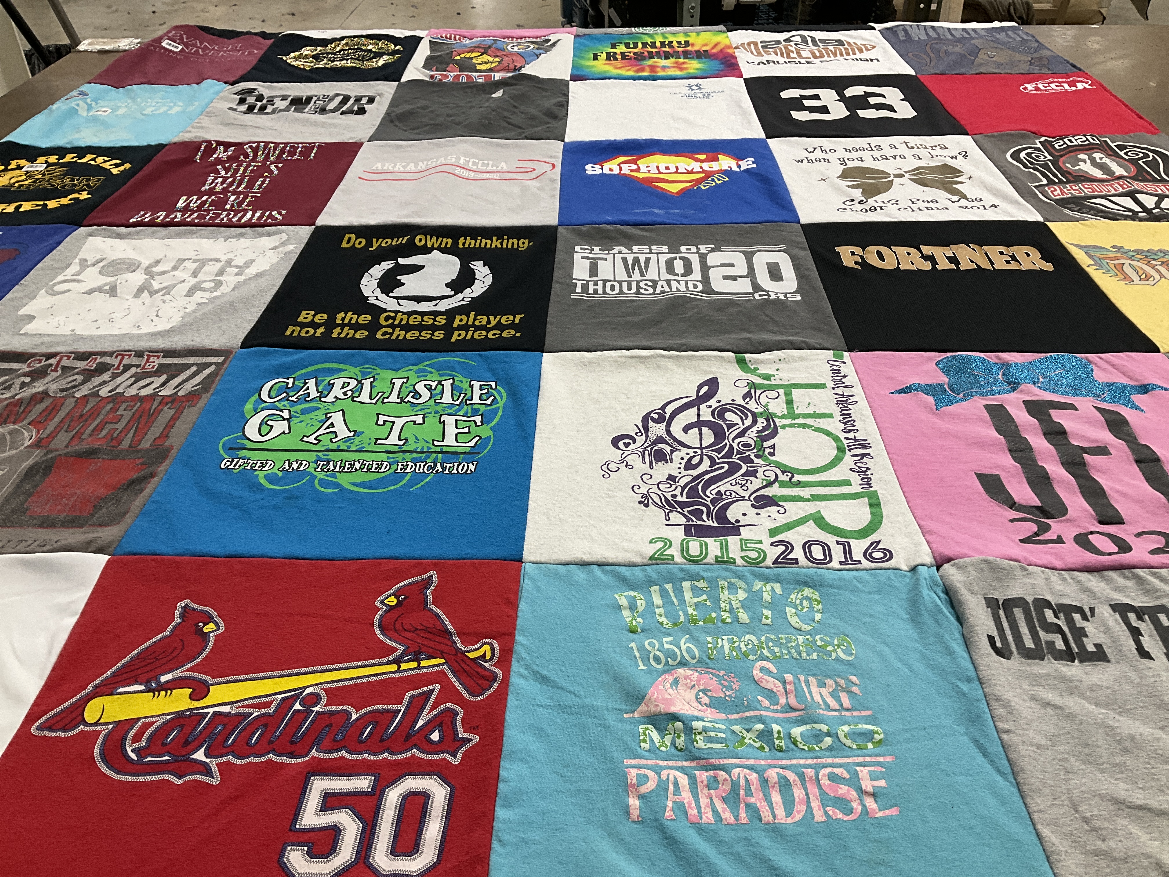 T-shirt quilt featuring cardinals by Josie from TX