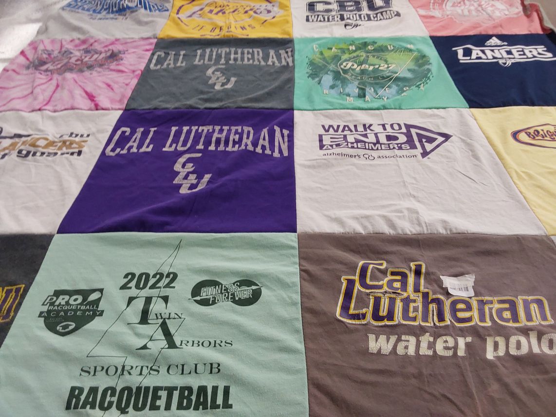 T-shirt quilt from cal lutheran university by Bailey from CA