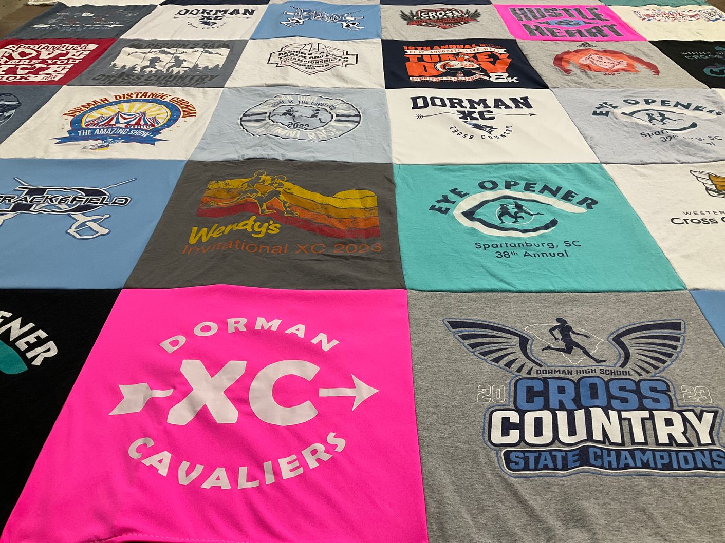 T-shirt quilt featuring dorman high school cross country by Claire from SC