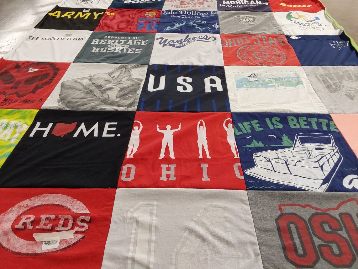 T-shirt quilt featuring yankees, reds by Andrea from OH