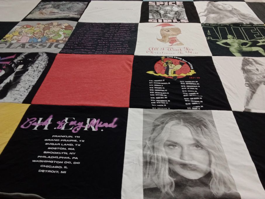 T-shirt quilt with music, pop culture themes by Christopher from RI