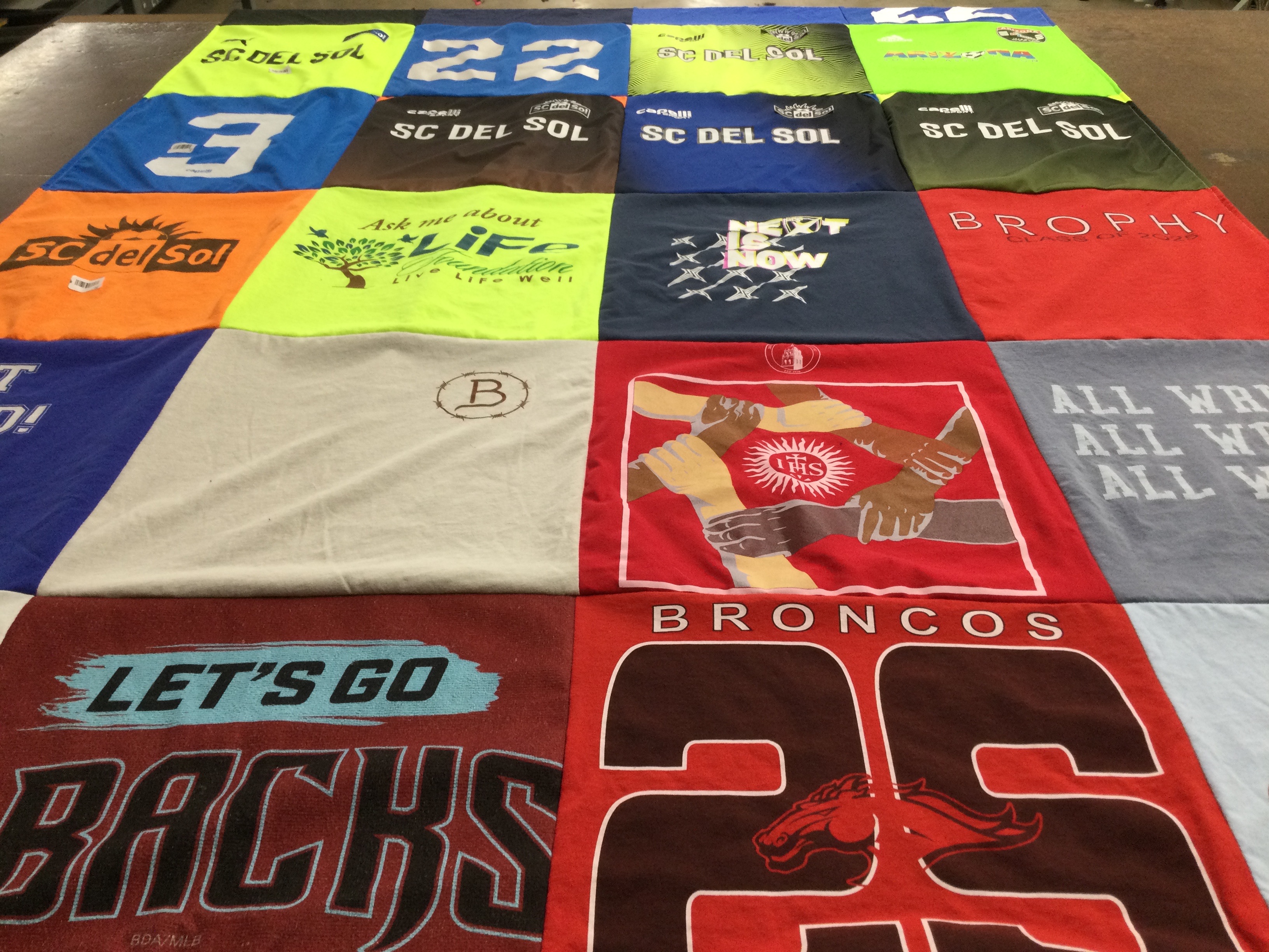 T-shirt quilt featuring broncos by Anne from AZ