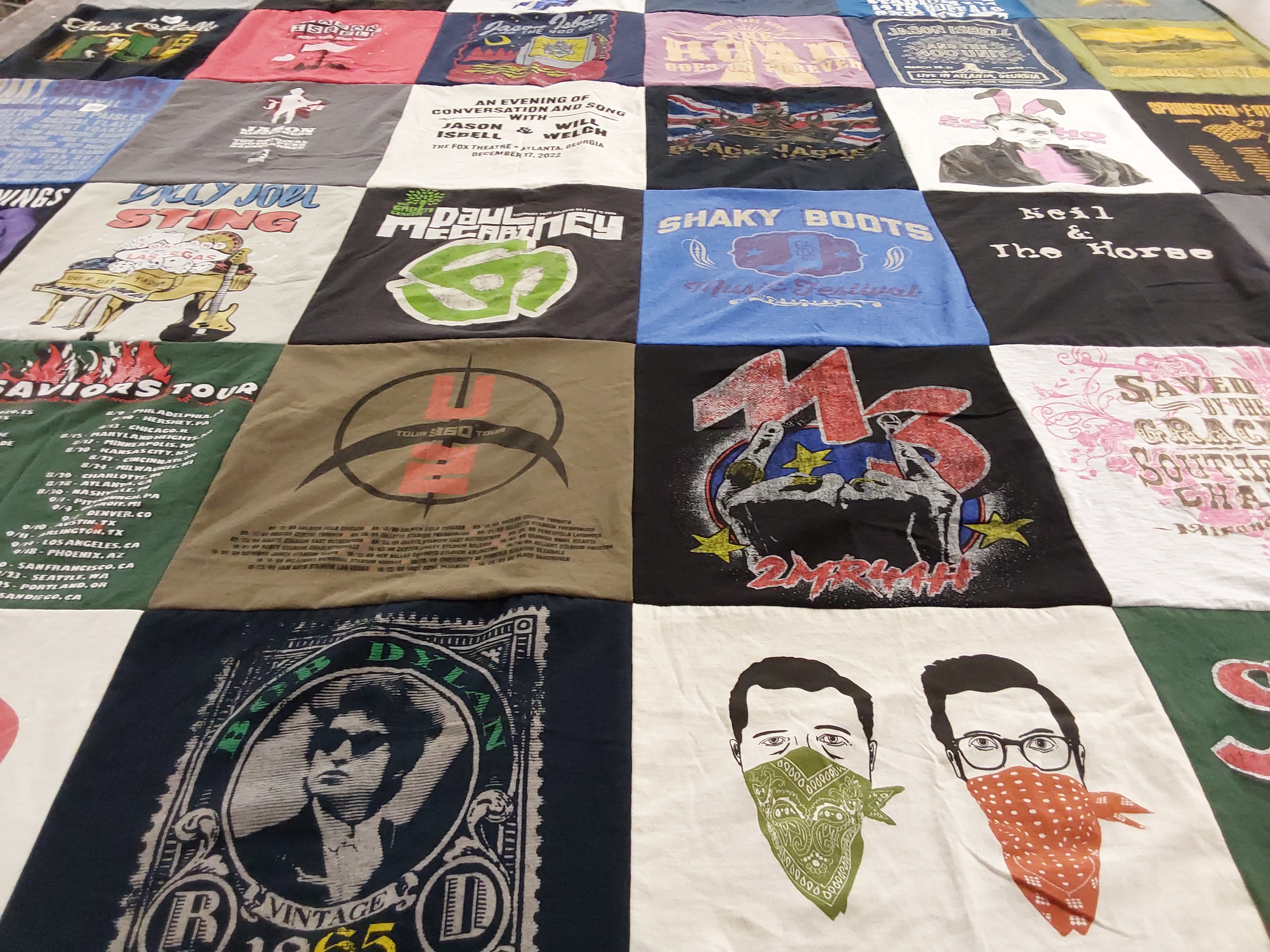 T-shirt quilt with music, concerts themes by L Sheryl from GA