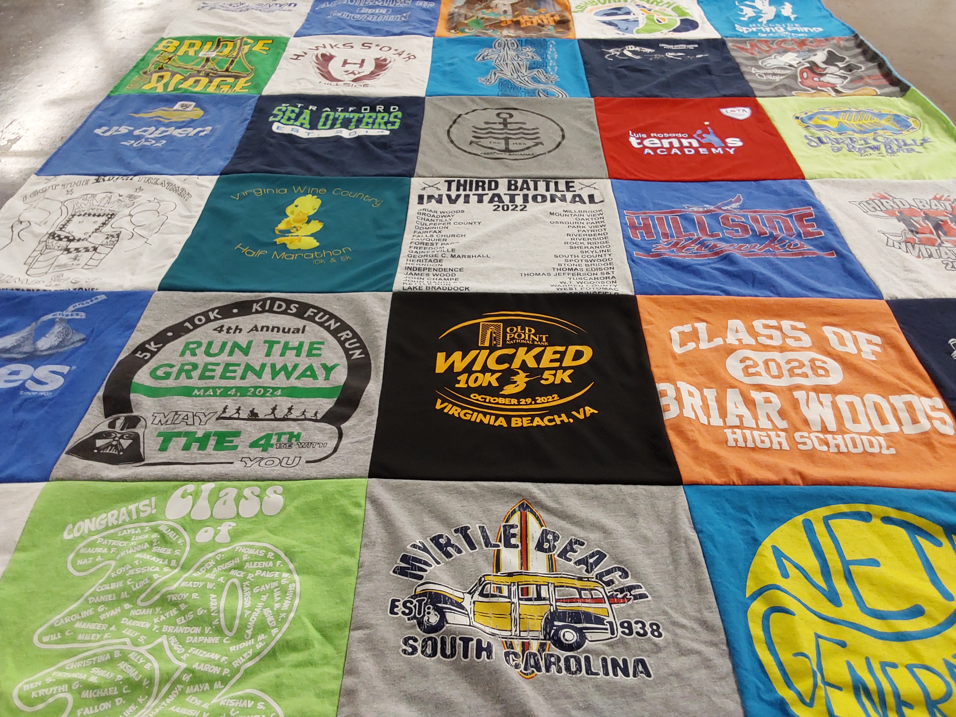 T-shirt quilt from briar woods high school by Gwen from VA