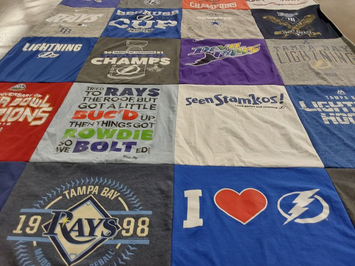 T-shirt quilt featuring tampa bay lightning, tampa bay rays by kelly from VA