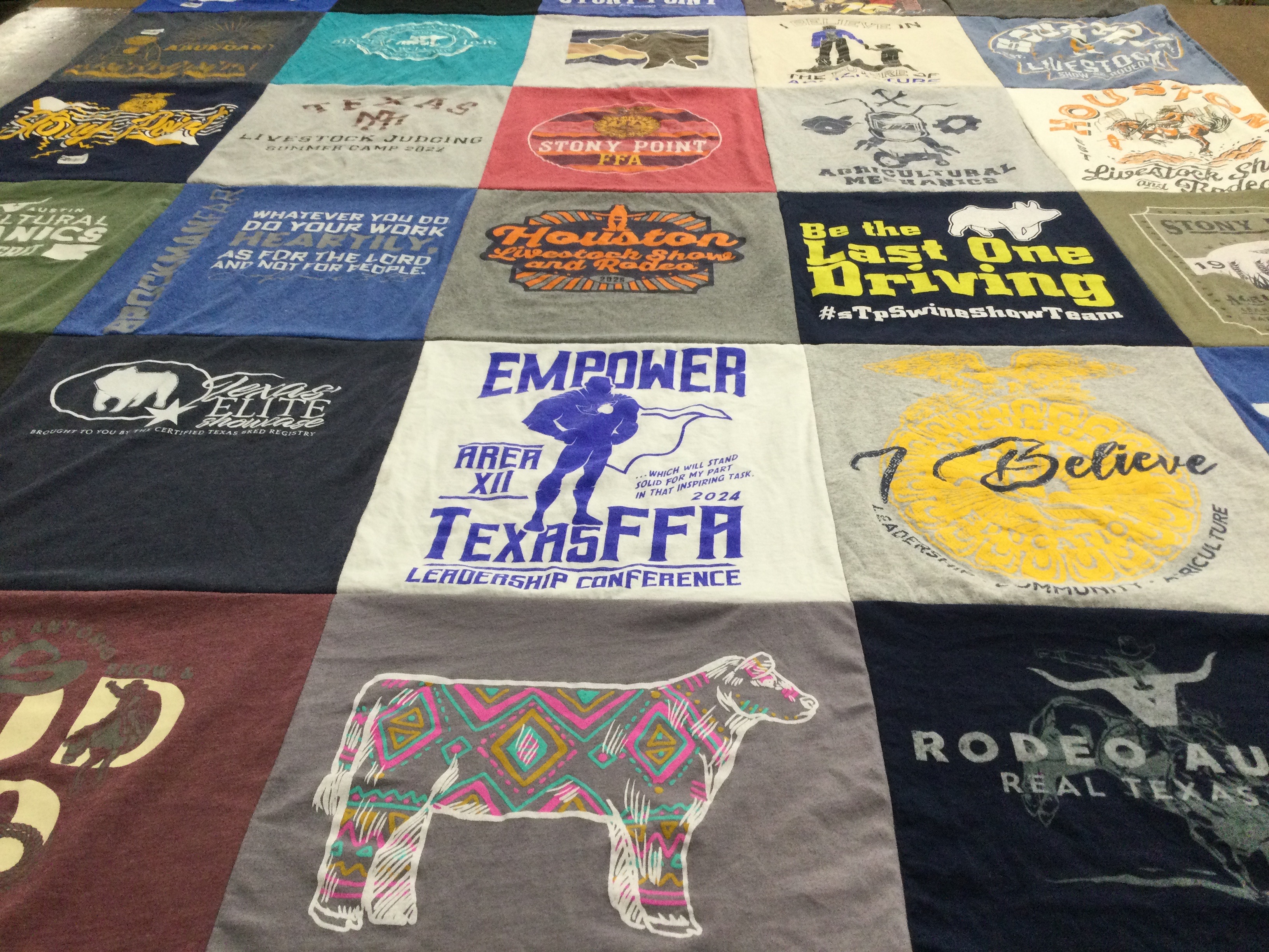 T-shirt quilt with livestock, judging themes by Michael from TX