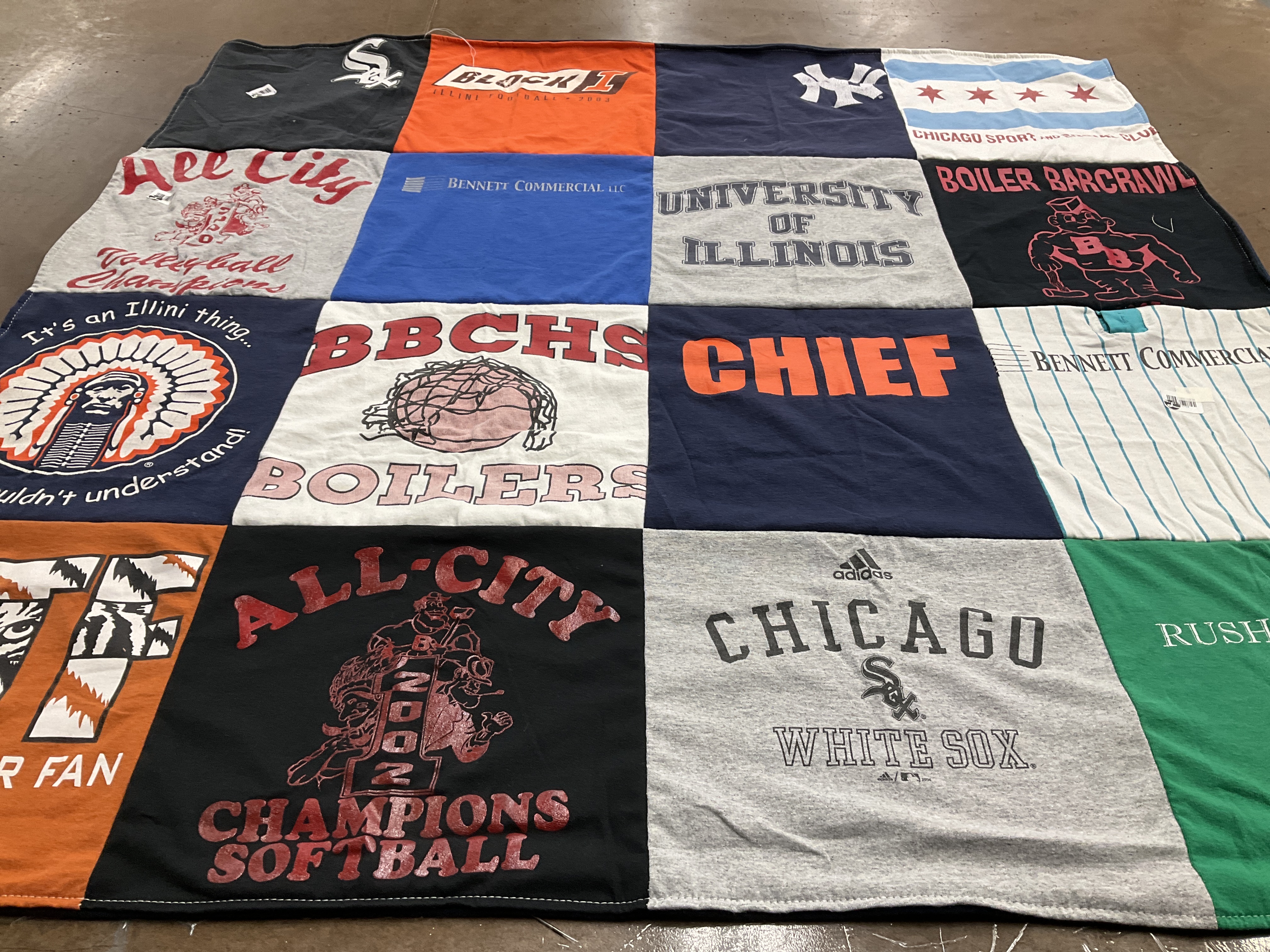 T-shirt quilt featuring chicago white sox, bbchs boilers by Shannon from IL