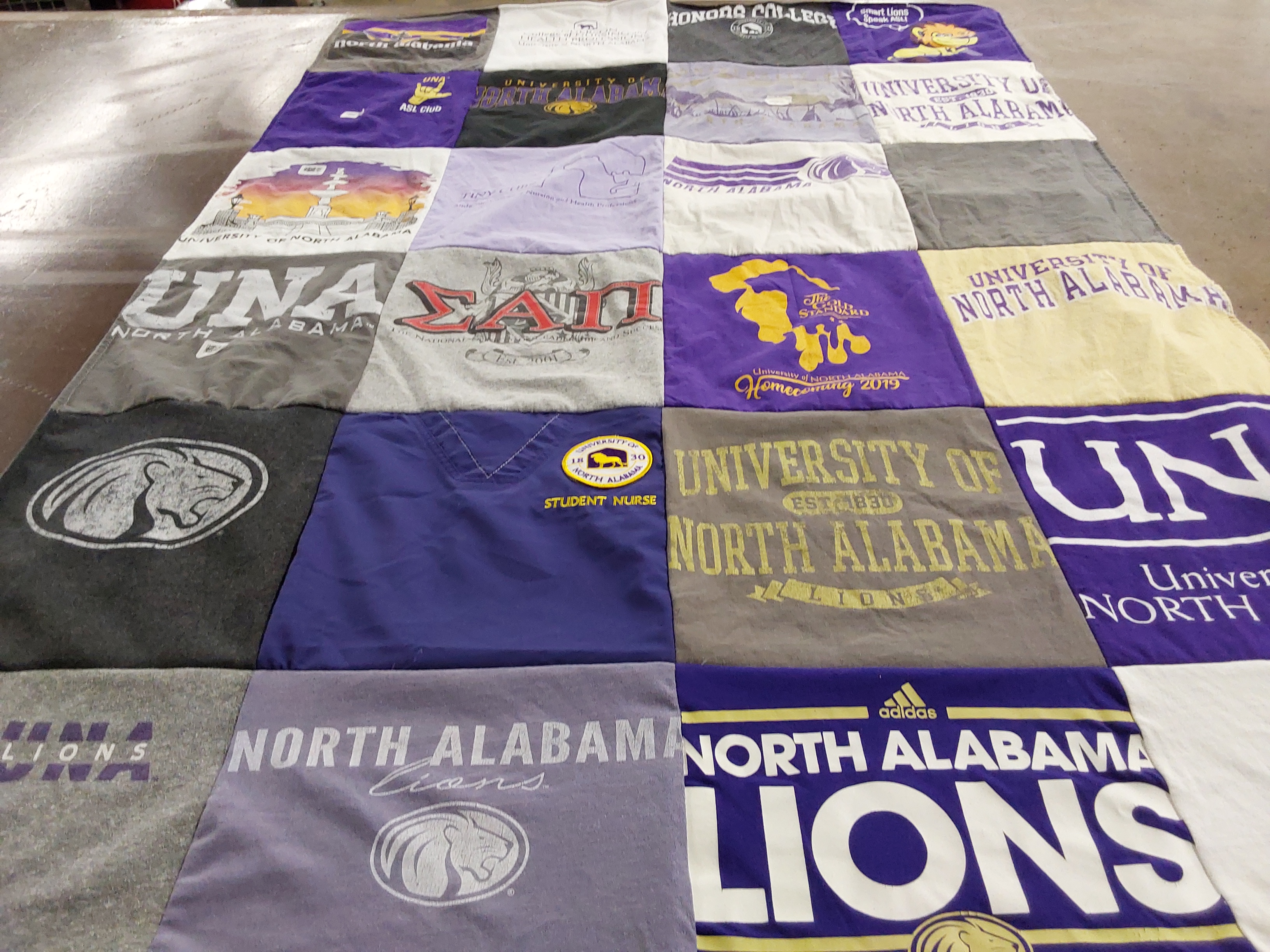 T-shirt quilt featuring north alabama lions by Alison from AL