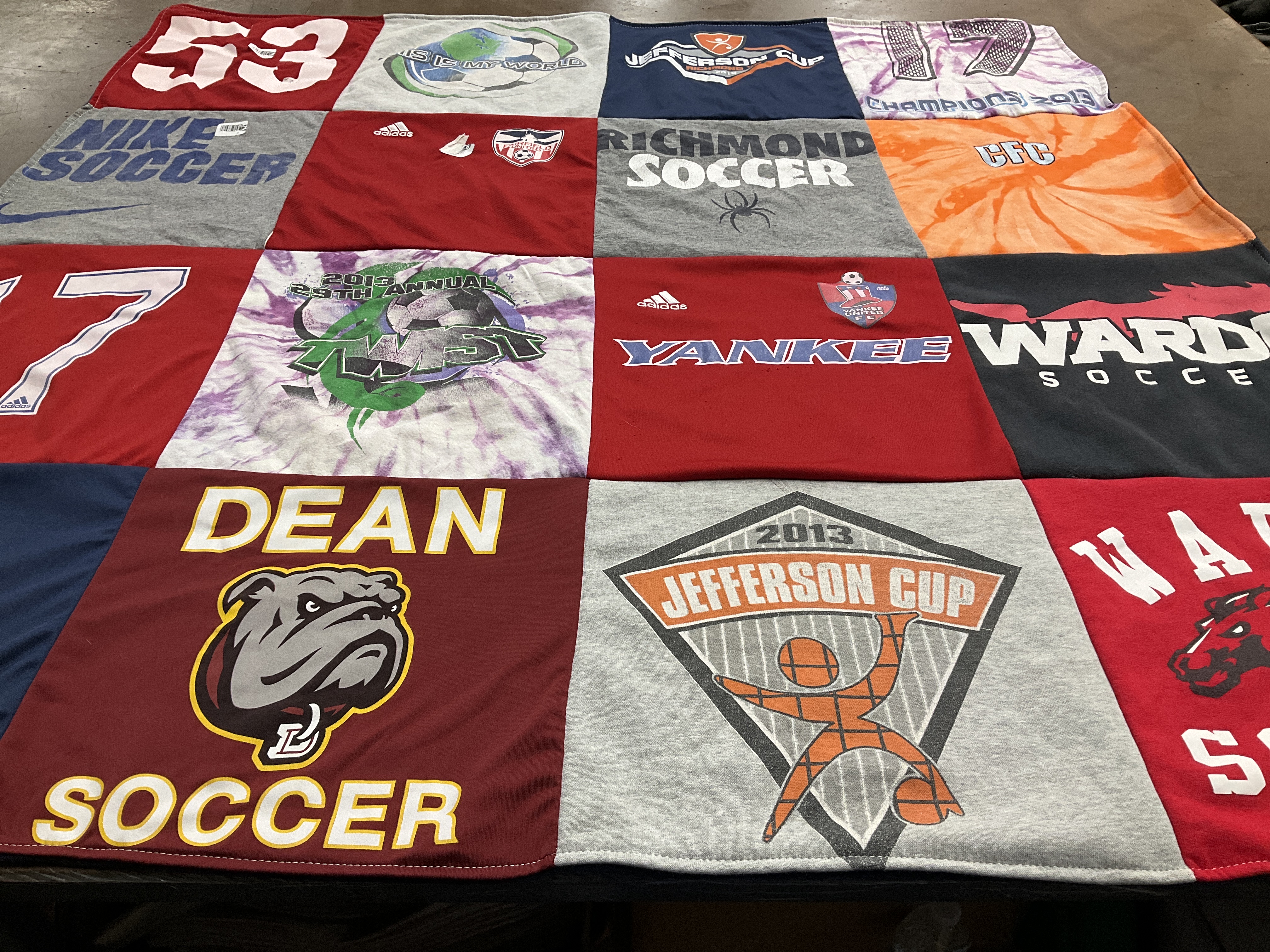 T-shirt quilt featuring richmond soccer by Shannon from CT