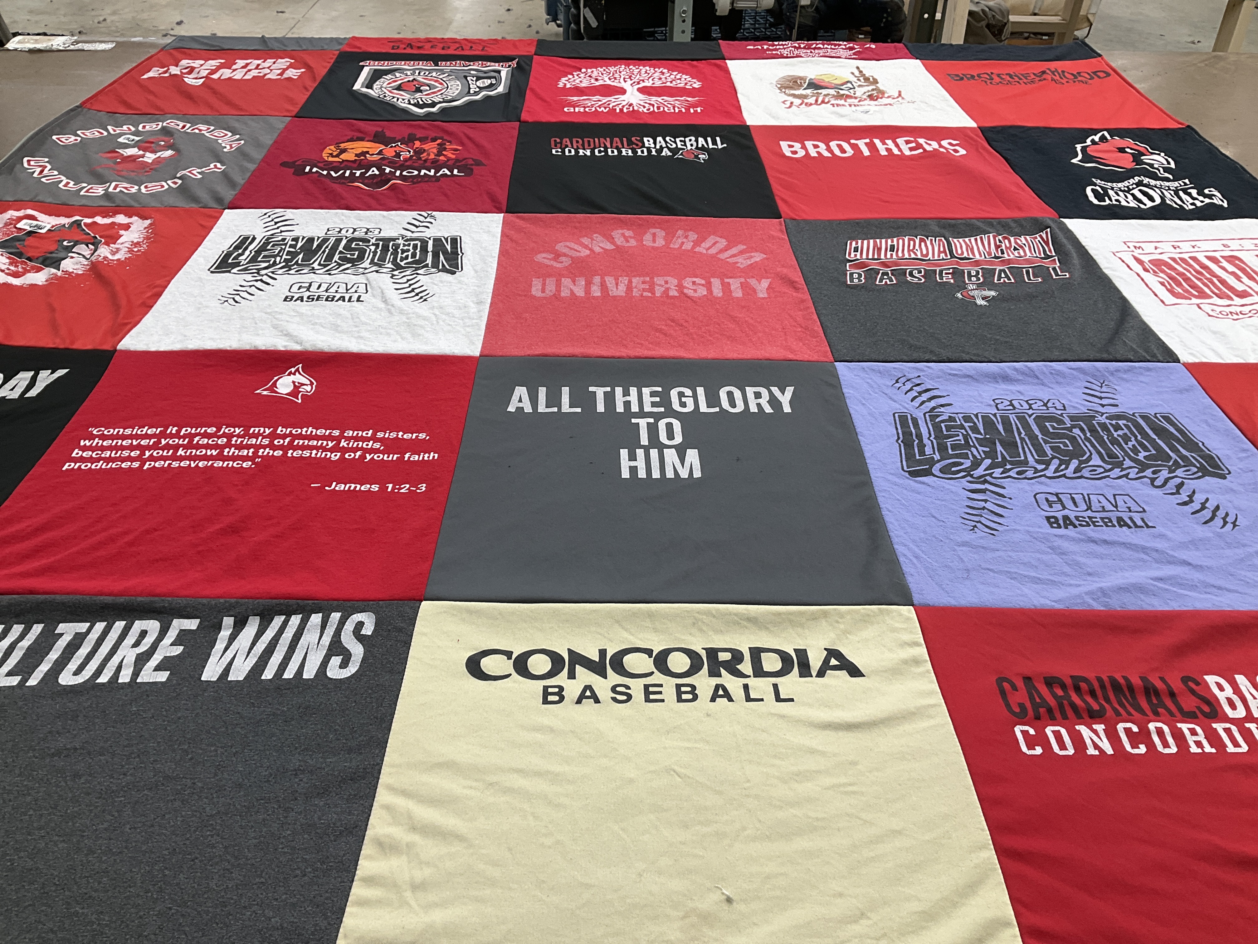 T-shirt quilt featuring concordia baseball, cua baseball by Adelaide from MI