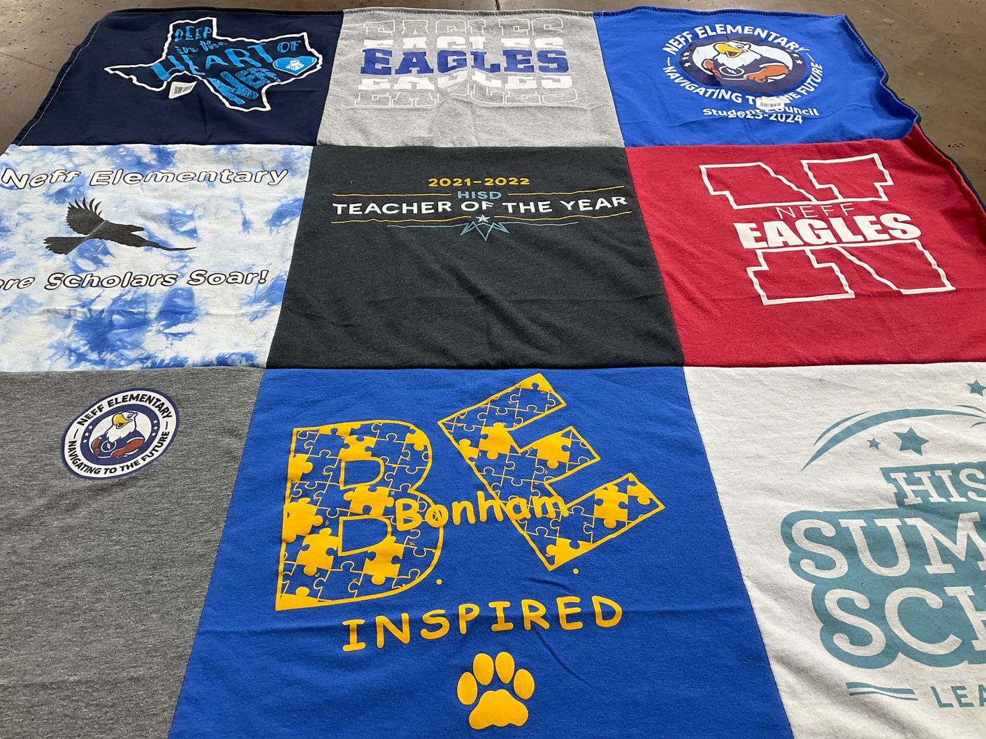 T-shirt quilt featuring neff eagles by Thomas from TX