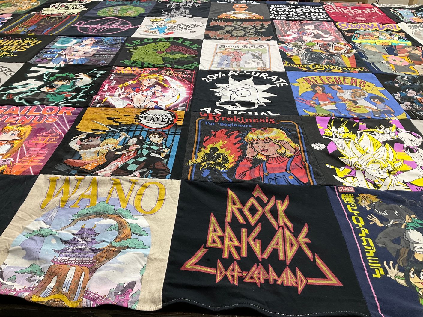 T-shirt quilt with anime, music themes by Pierre from MO